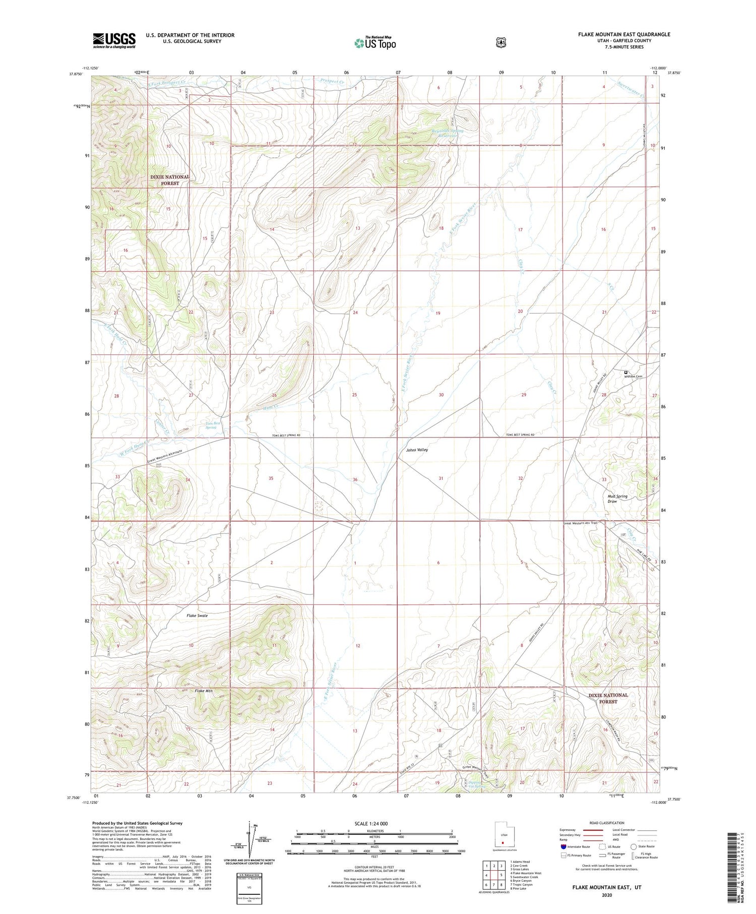 Flake Mountain East Utah US Topo Map Image