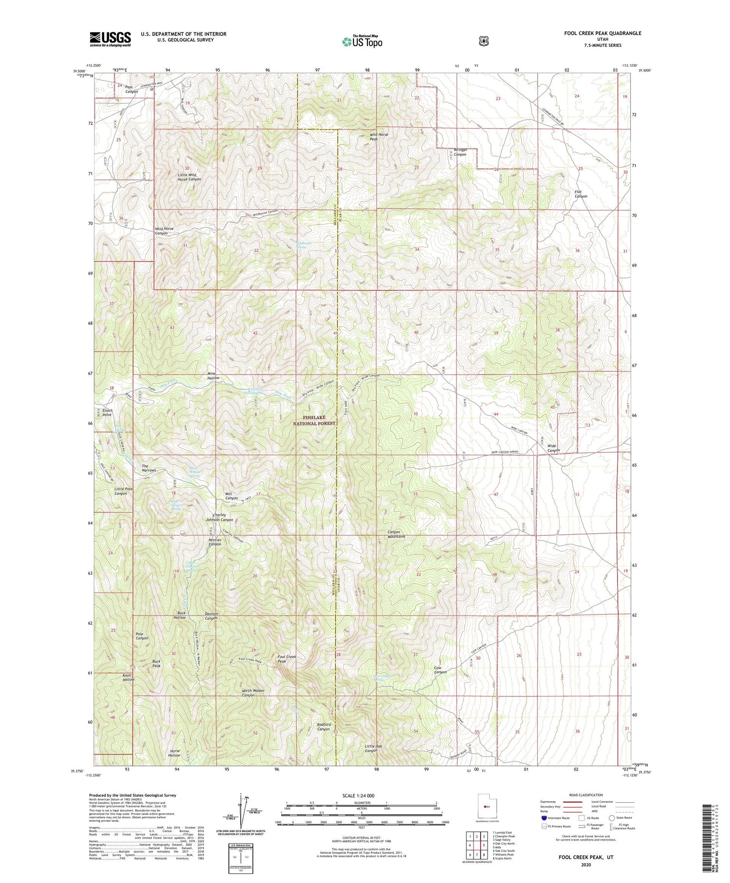 Fool Creek Peak Utah US Topo Map Image