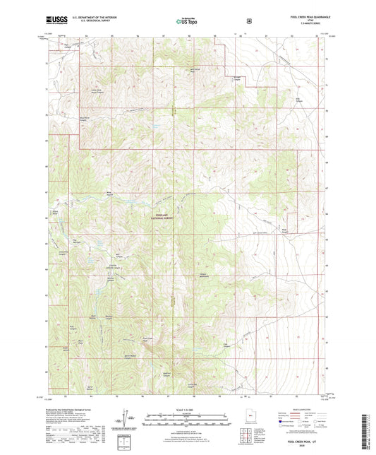 Fool Creek Peak Utah US Topo Map Image
