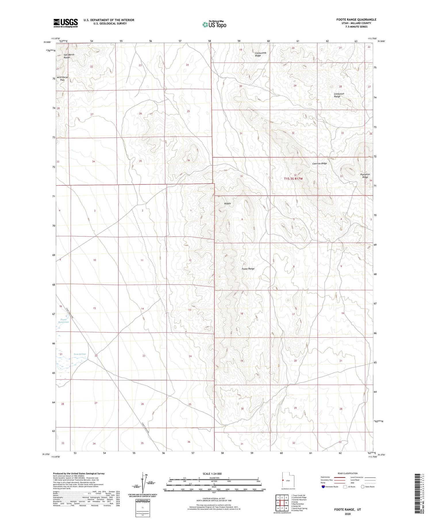 Foote Range Utah US Topo Map Image