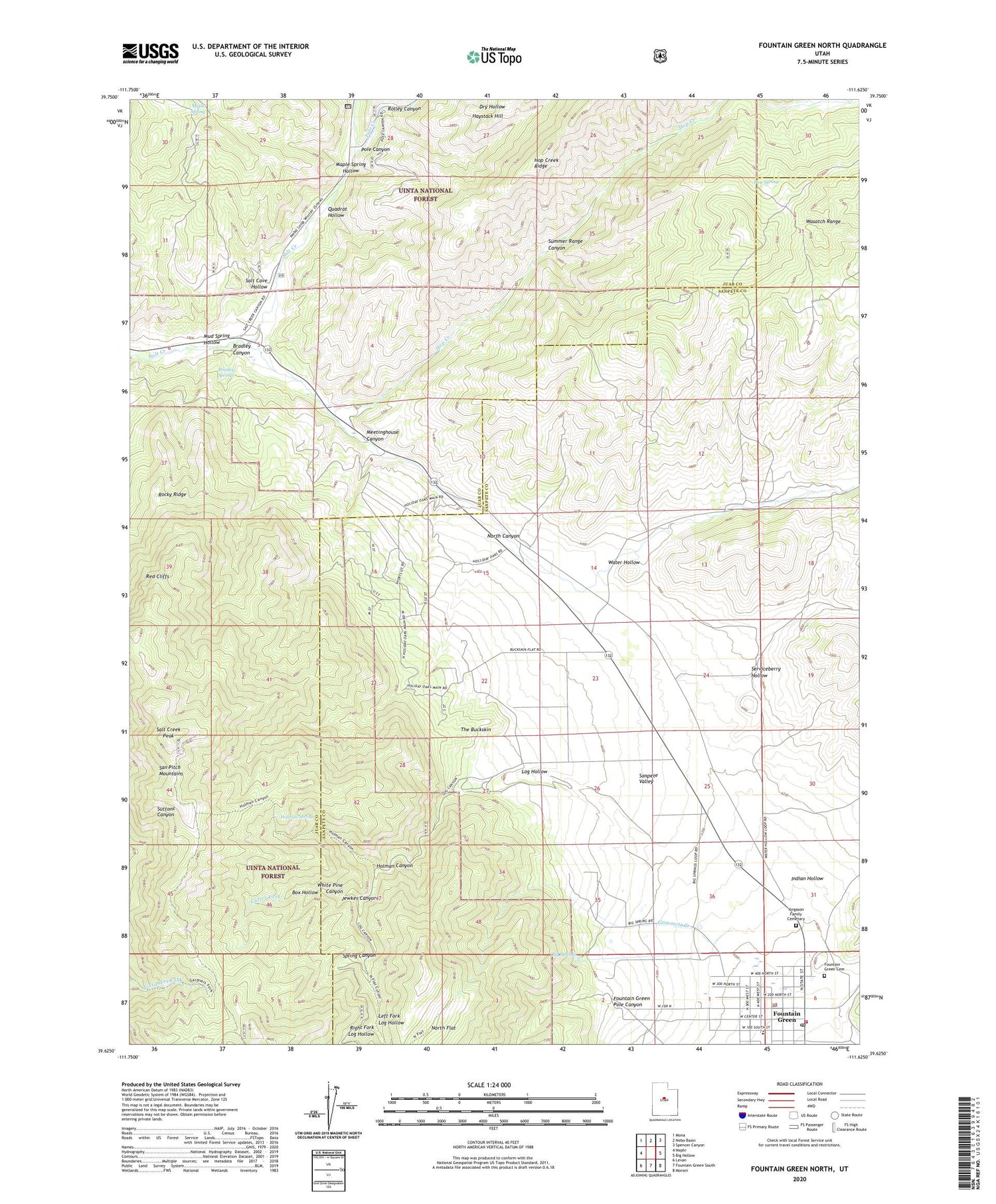 Fountain Green North Utah US Topo Map Image