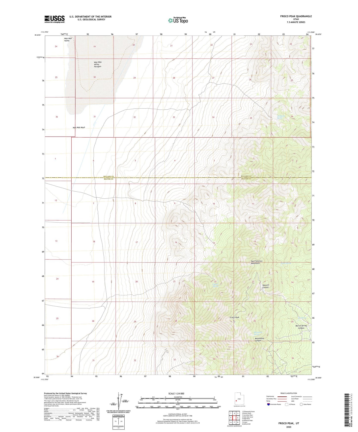 Frisco Peak Utah US Topo Map Image