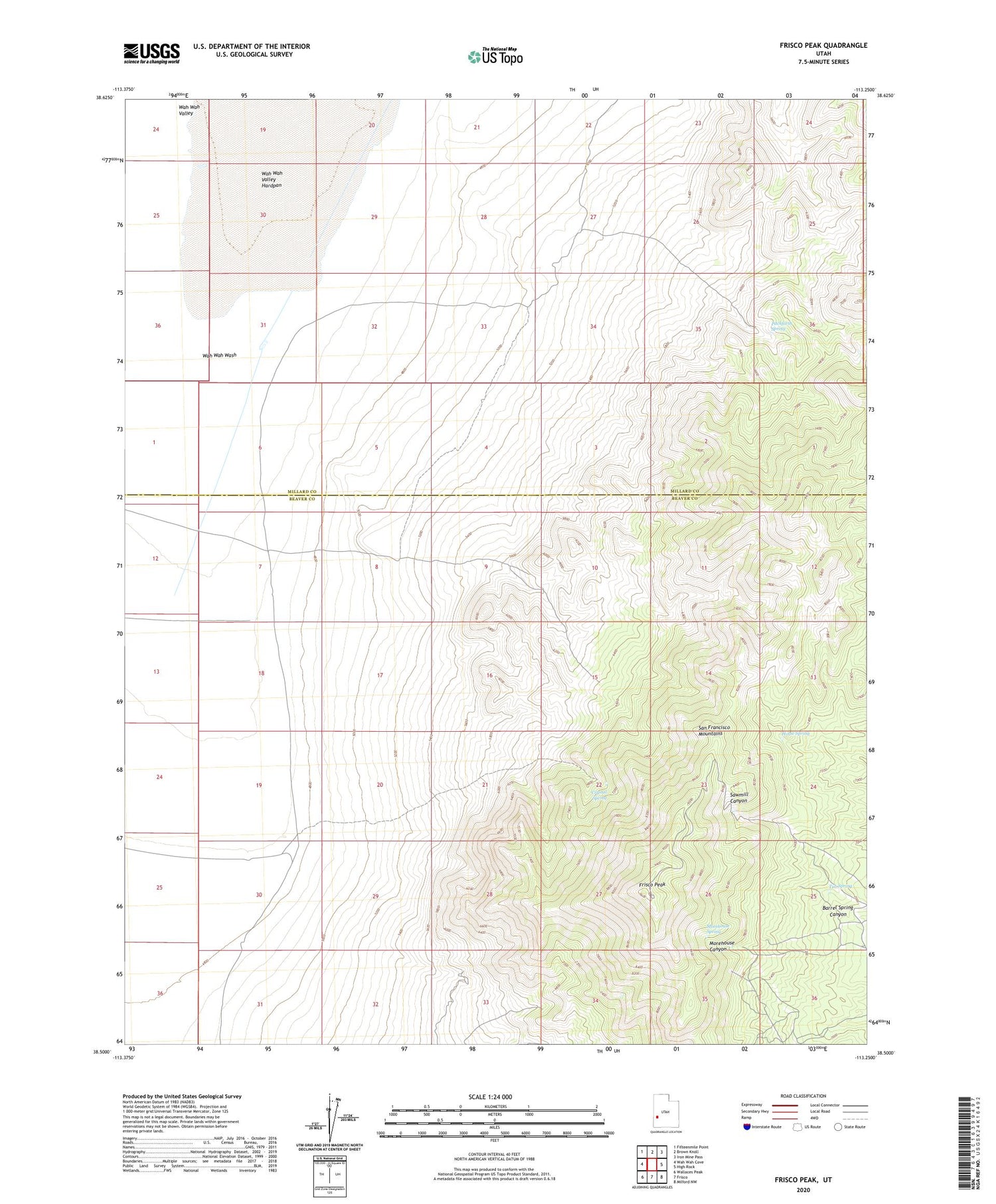 Frisco Peak Utah US Topo Map Image