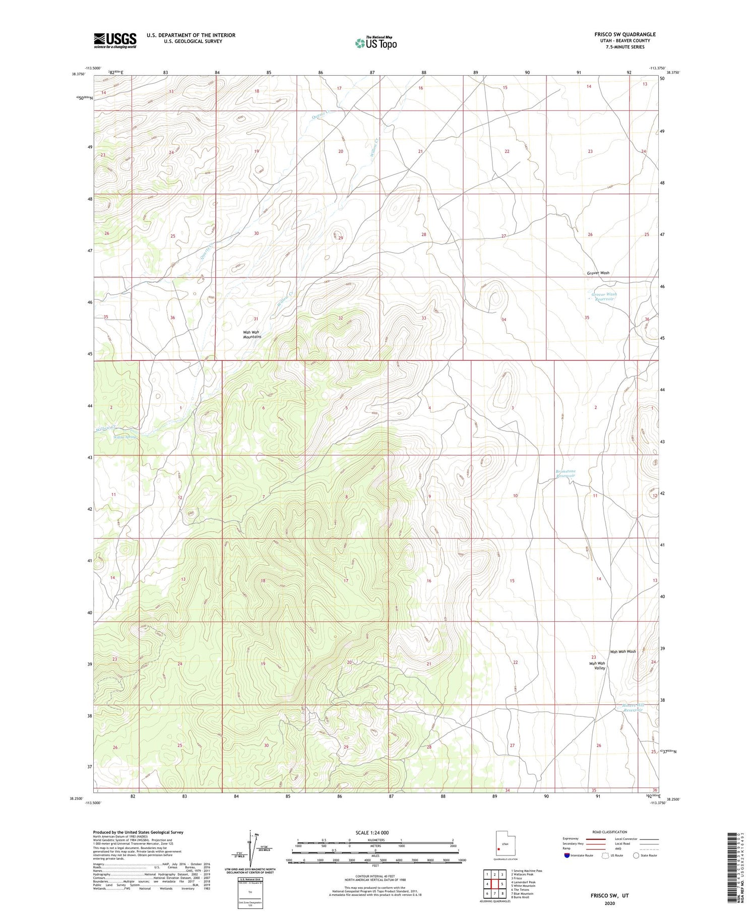 Frisco SW Utah US Topo Map Image