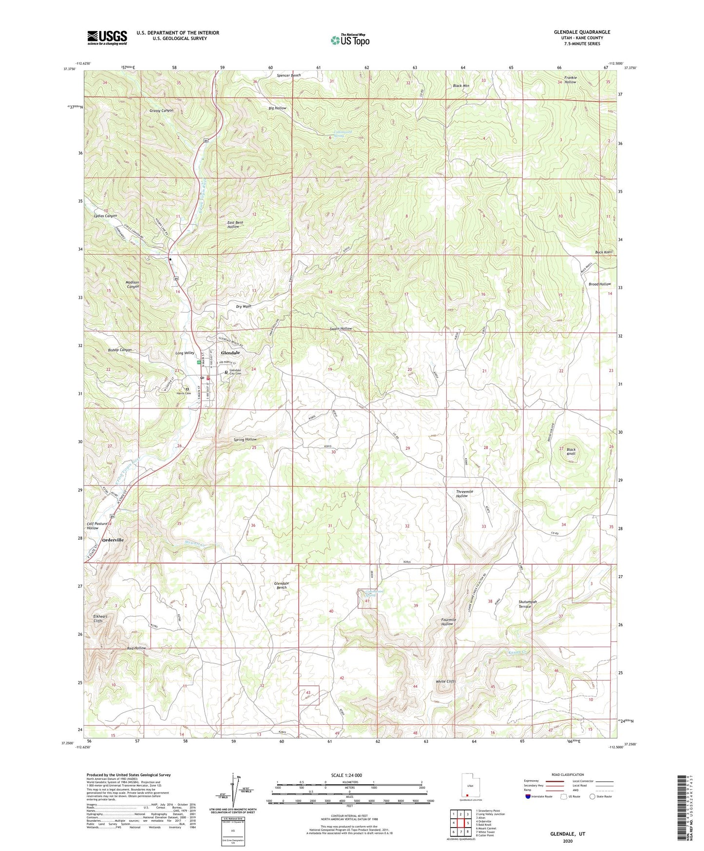 Glendale Utah US Topo Map Image