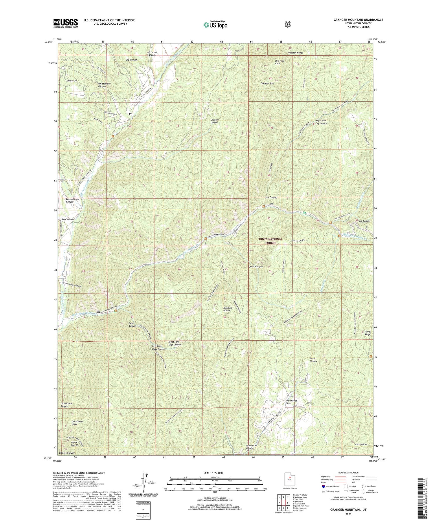 Granger Mountain Utah US Topo Map Image