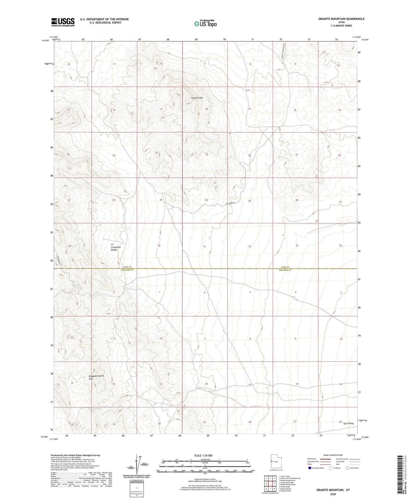 Granite Mountain Utah US Topo Map Image