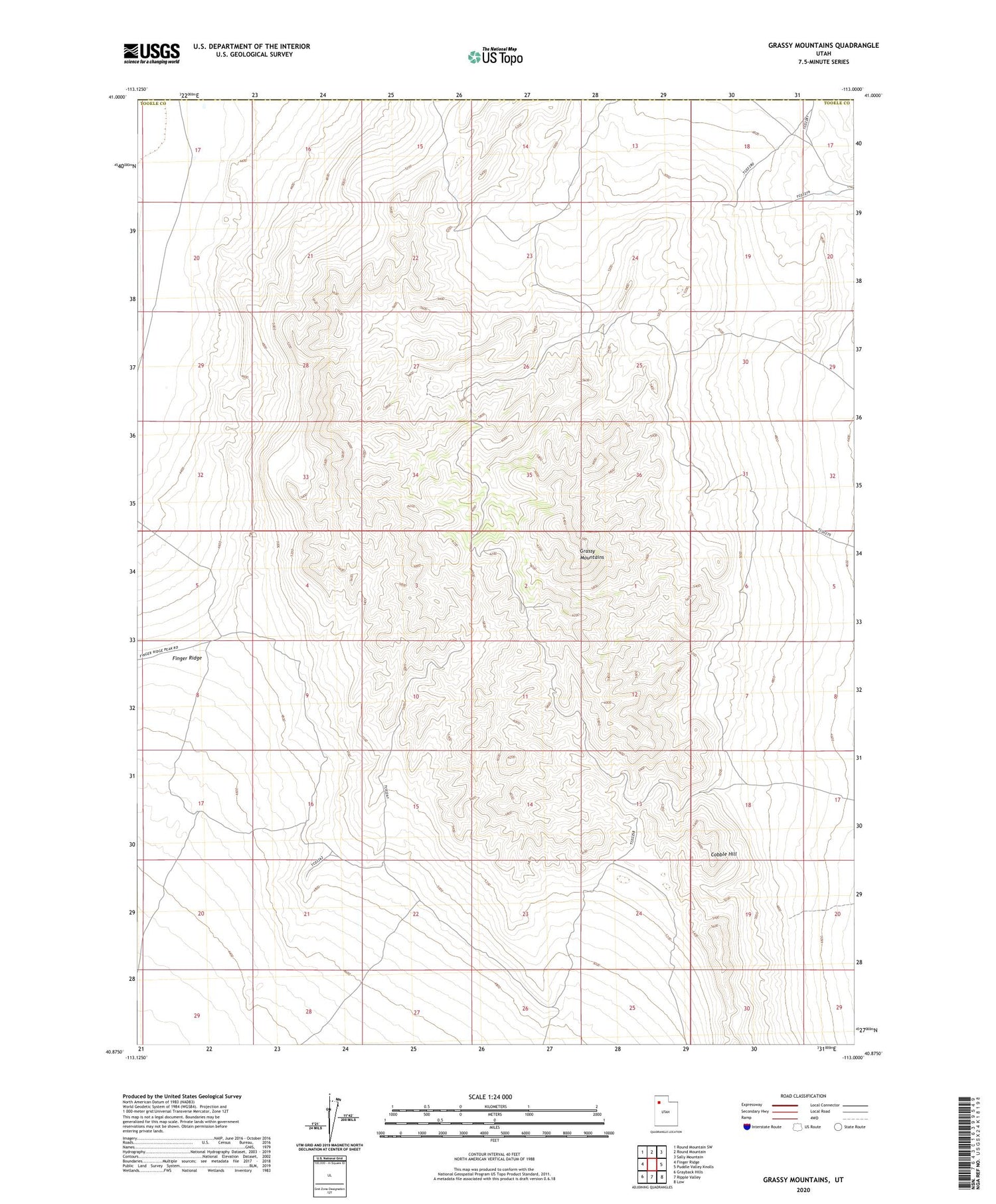 Grassy Mountains Utah US Topo Map Image