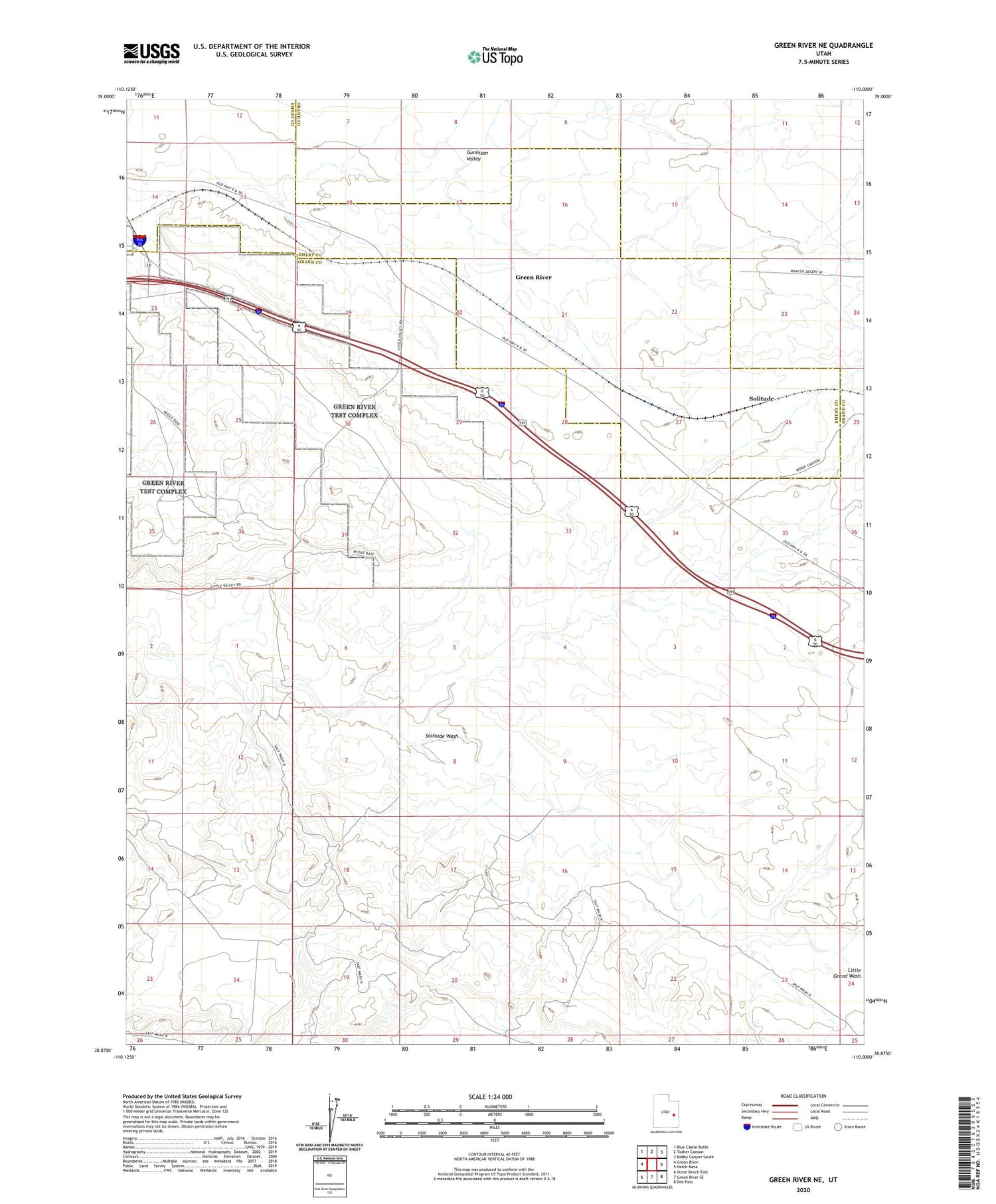Green River NE Utah US Topo Map Image