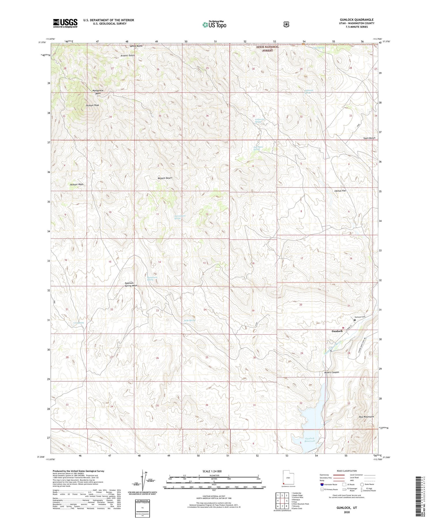 Gunlock Utah US Topo Map Image