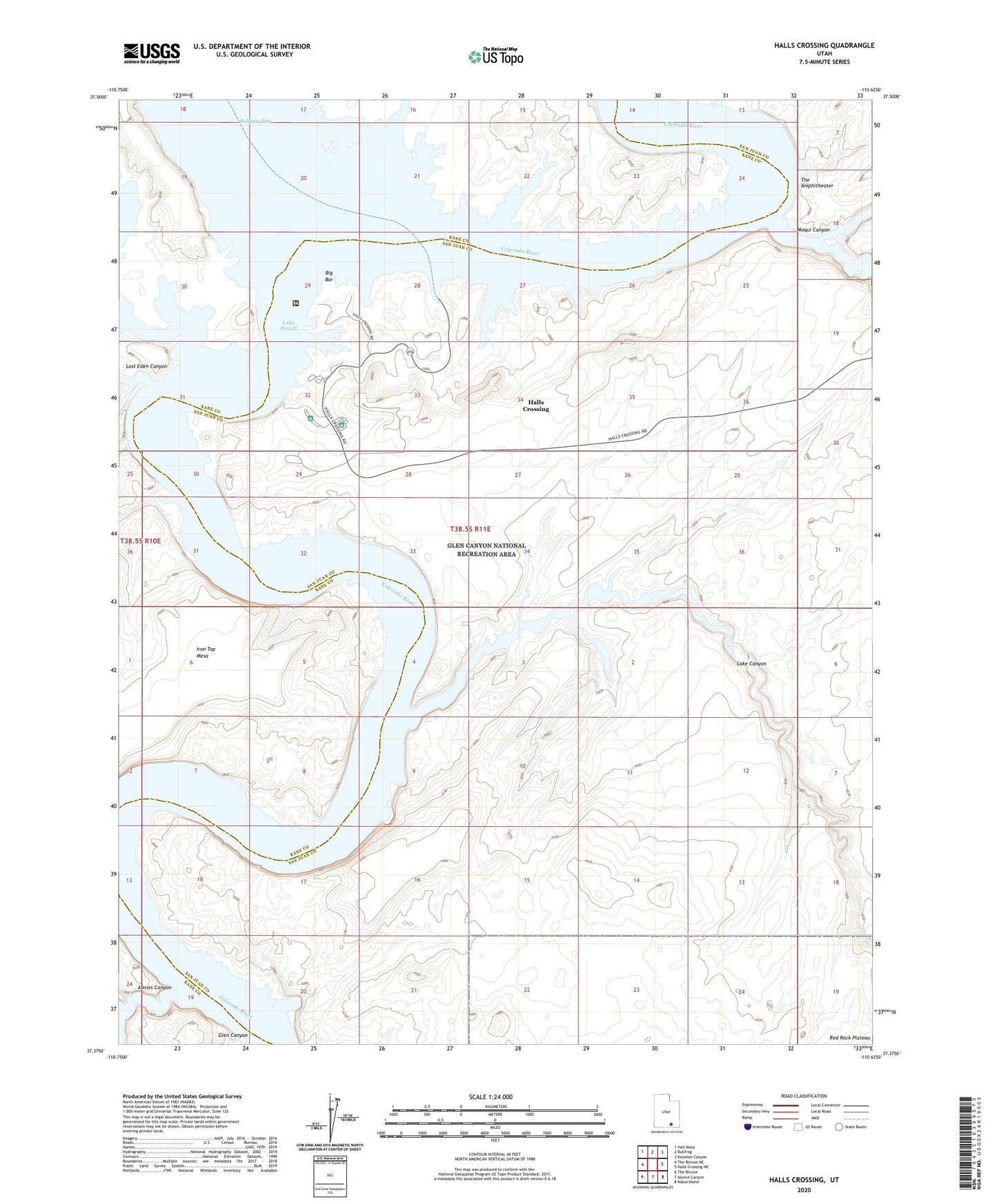 Halls Crossing Utah US Topo Map Image