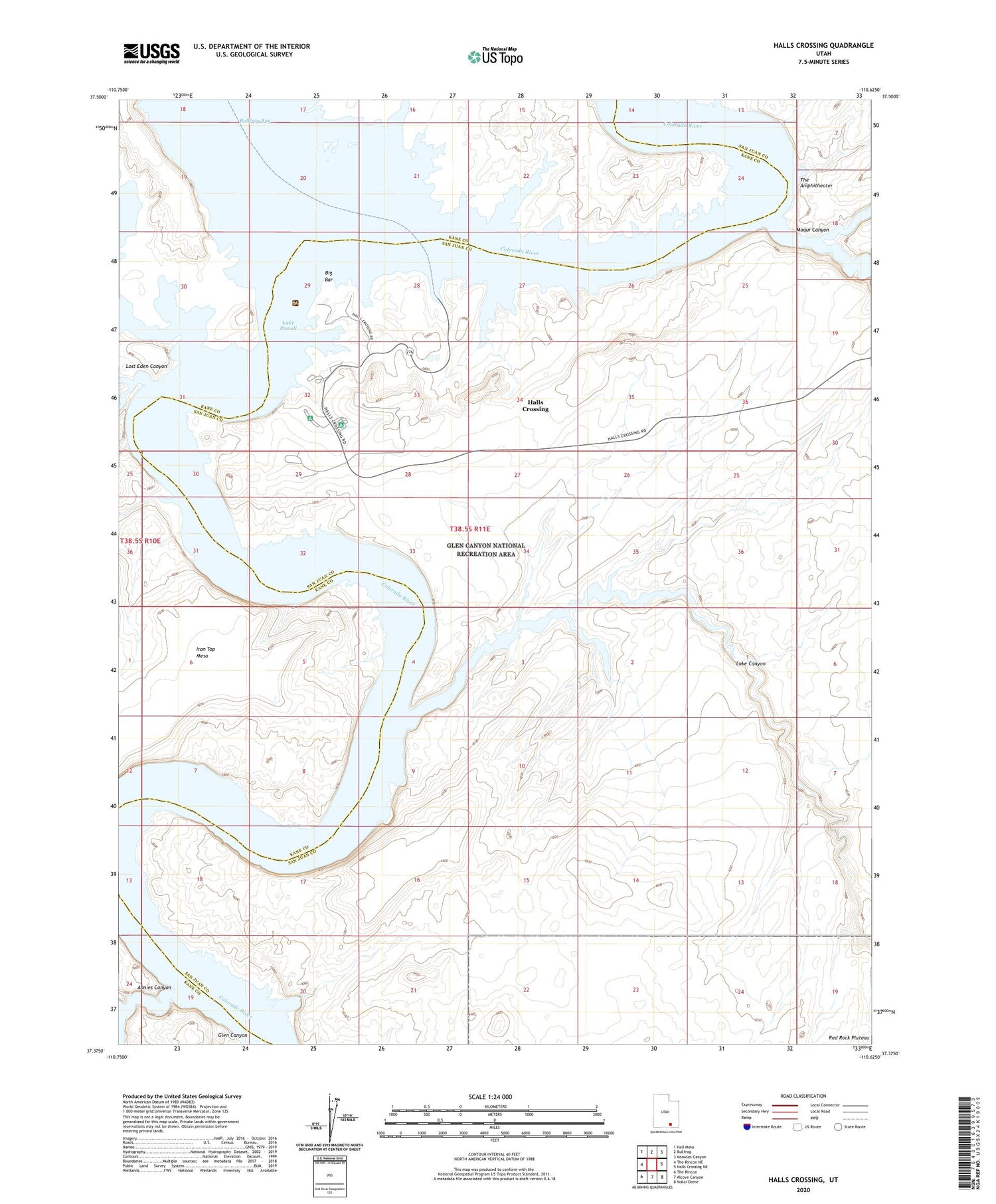 Halls Crossing Utah US Topo Map Image