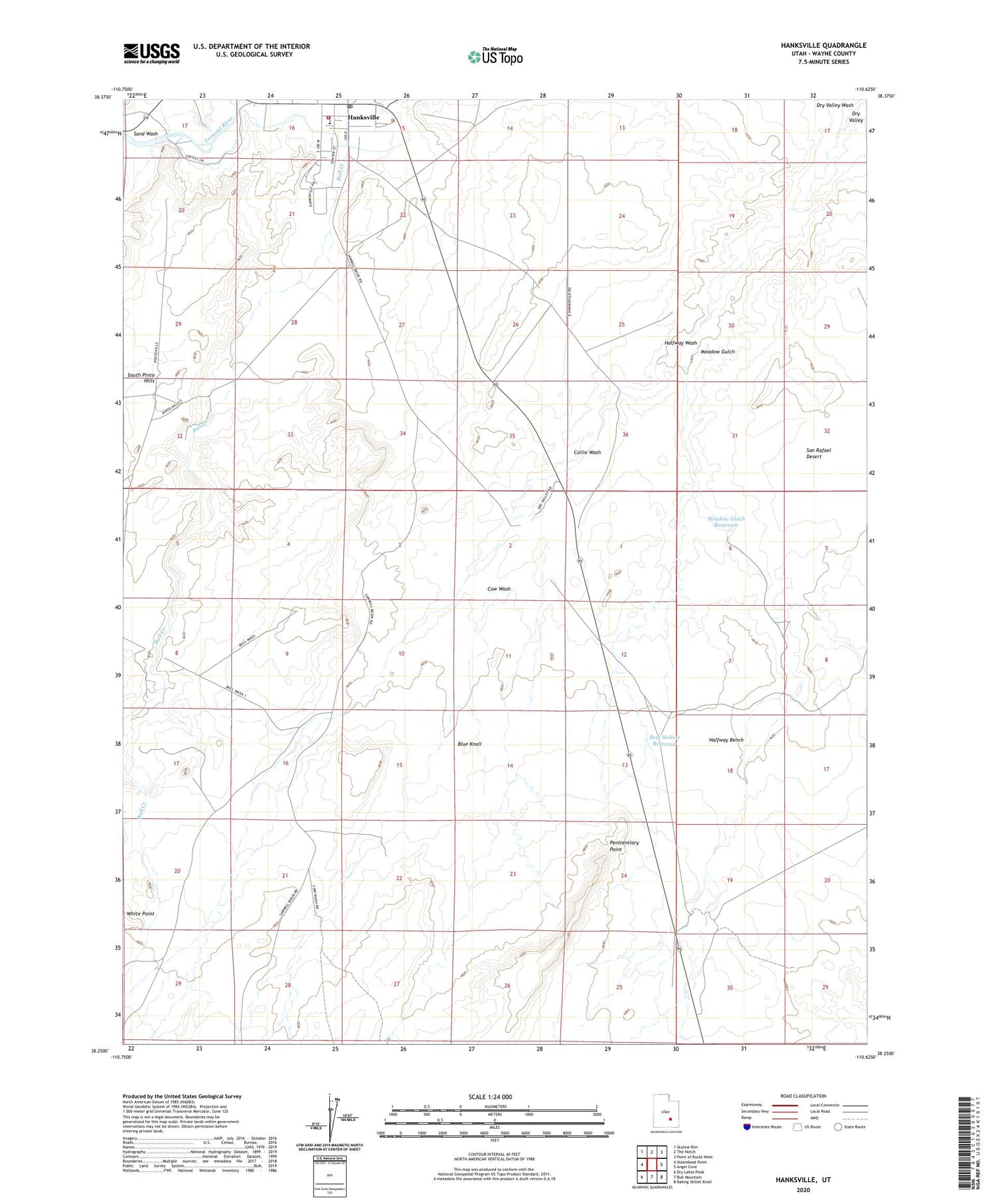 Hanksville Utah US Topo Map Image