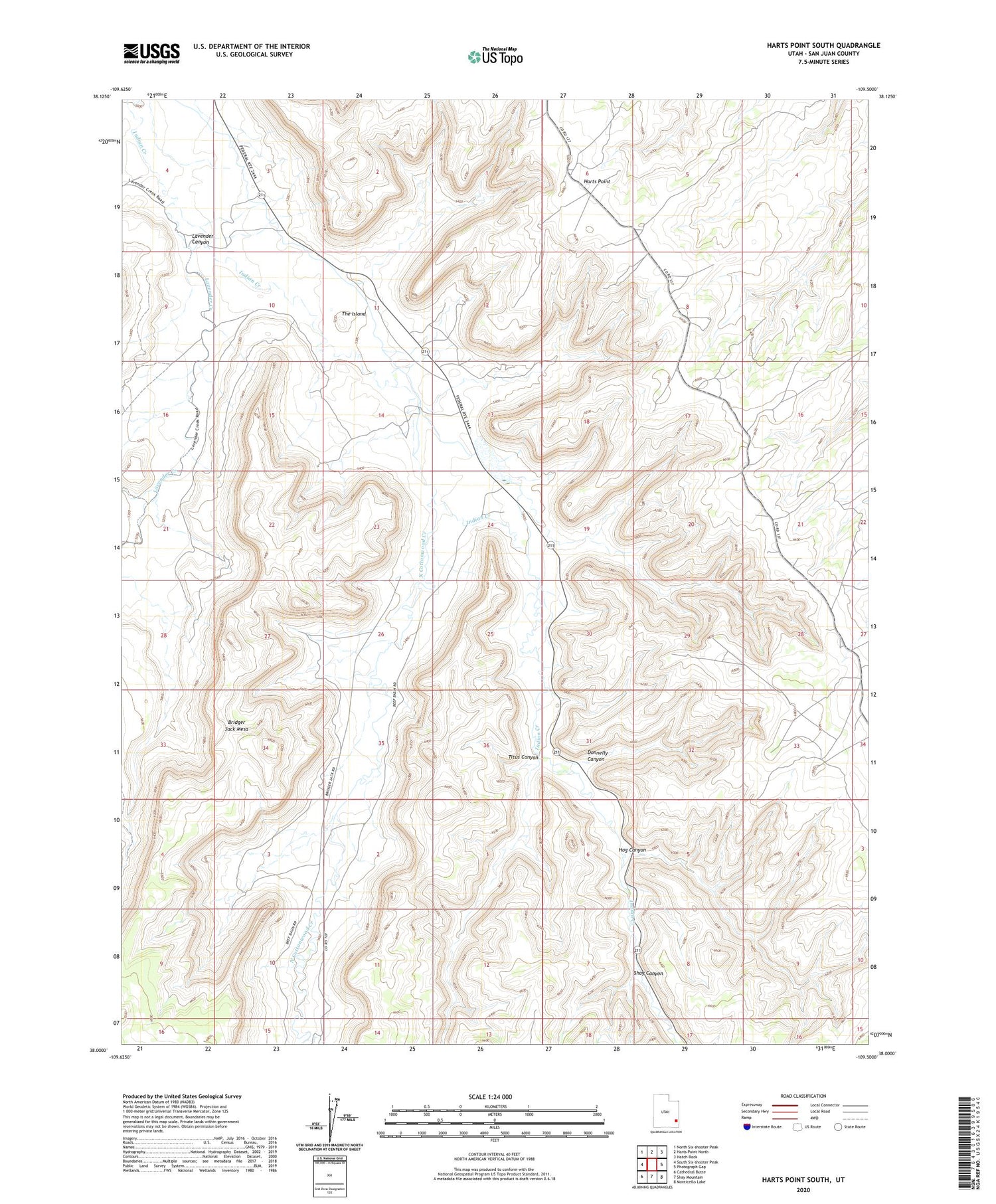 Harts Point South Utah US Topo Map Image
