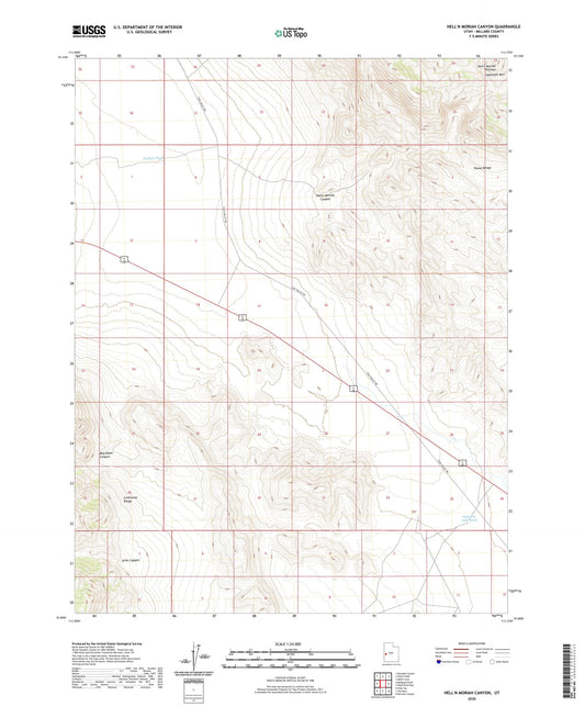 Hell'n Moriah Canyon Utah US Topo Map Image