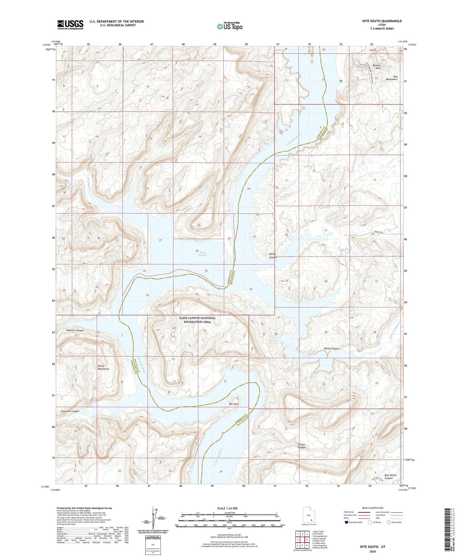 Hite South Utah US Topo Map Image
