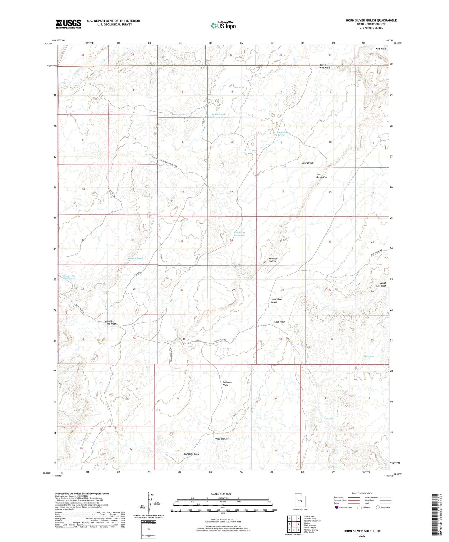 Horn Silver Gulch Utah US Topo Map Image