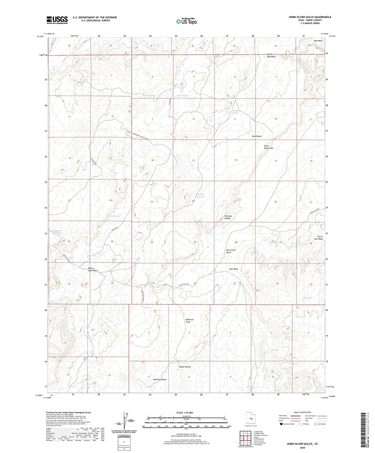 Horn Silver Gulch Utah US Topo Map Image