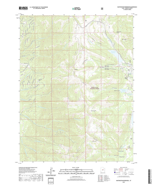 Huntington Reservoir Utah US Topo Map Image