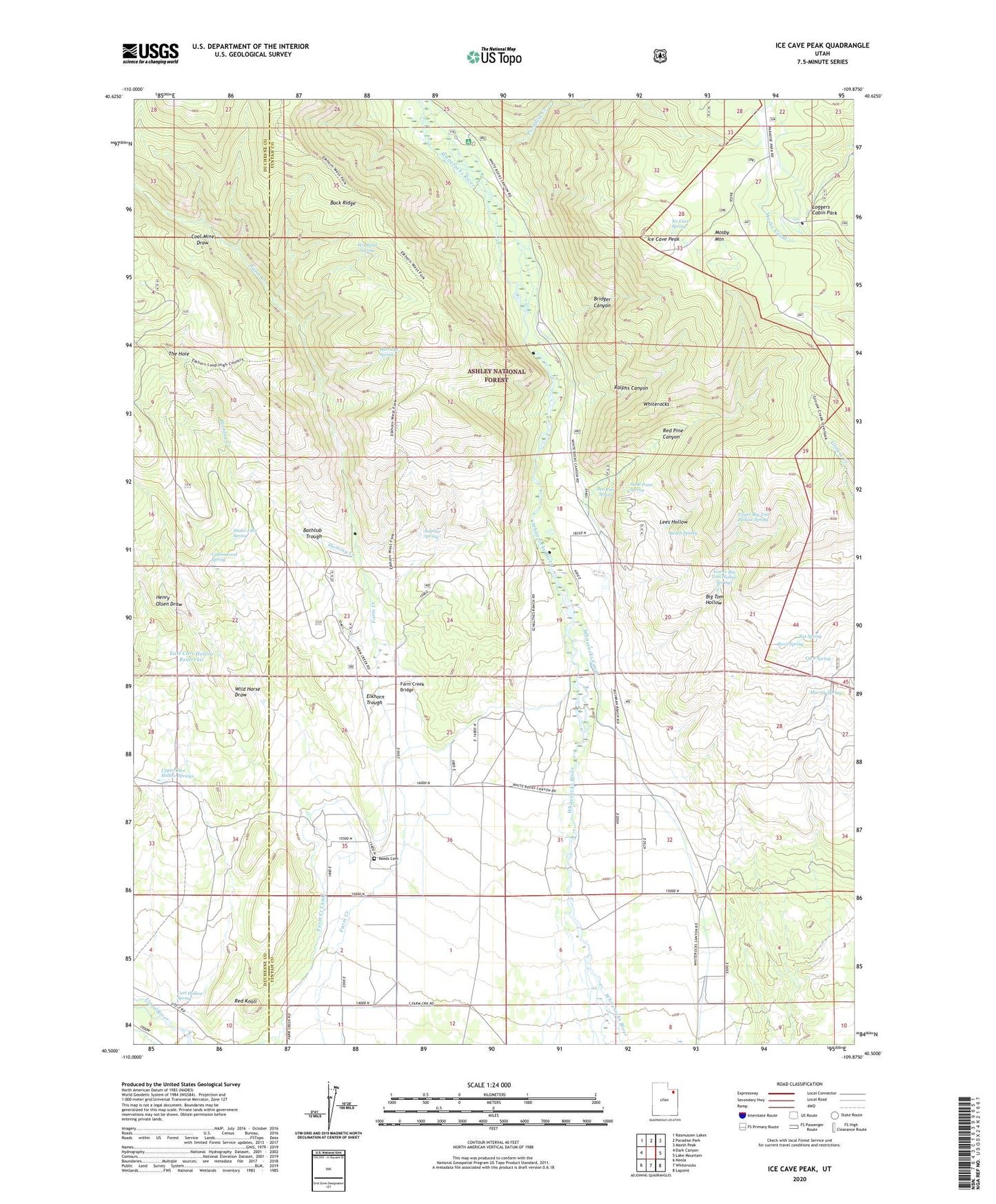 Ice Cave Peak Utah US Topo Map Image