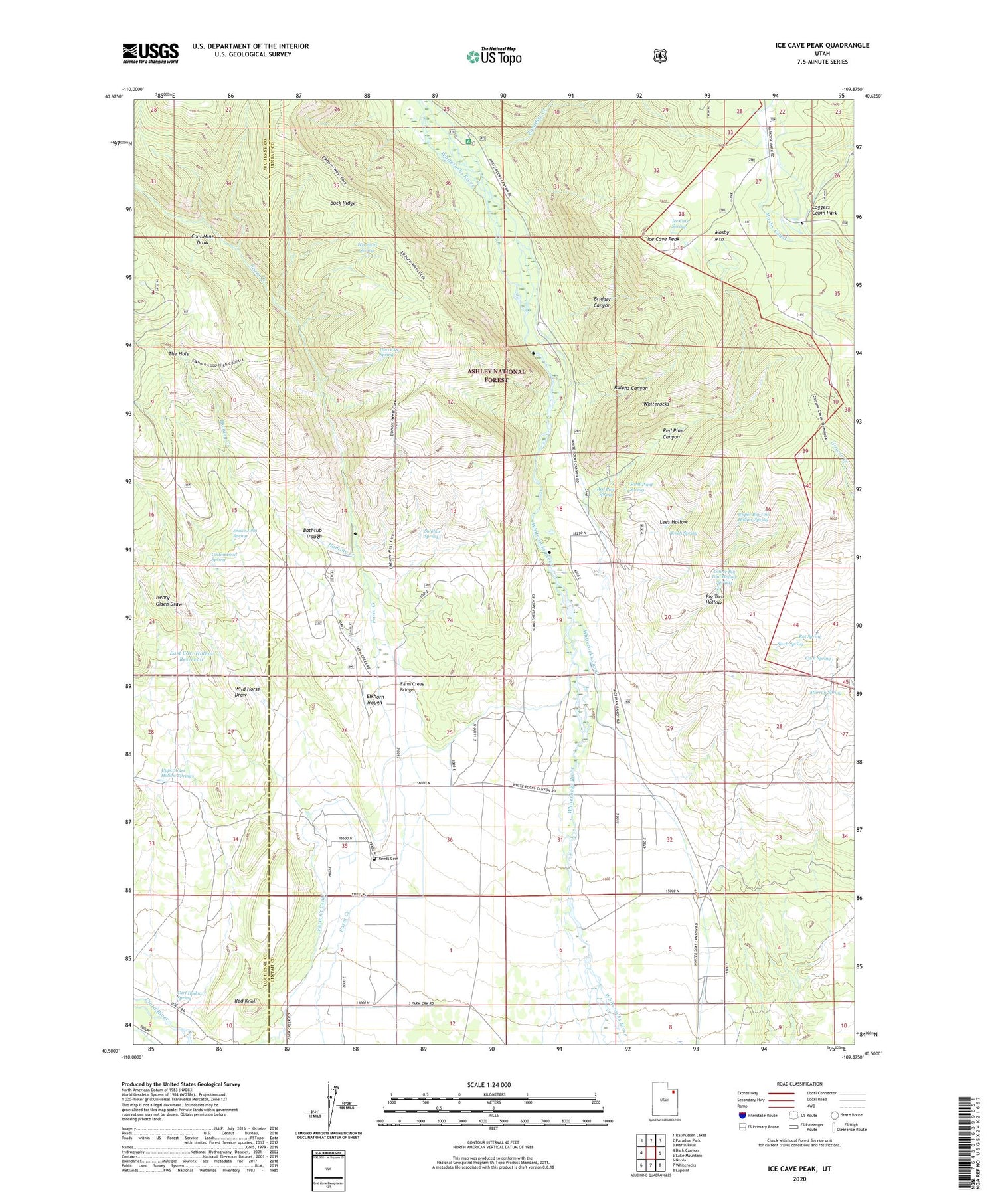 Ice Cave Peak Utah US Topo Map Image