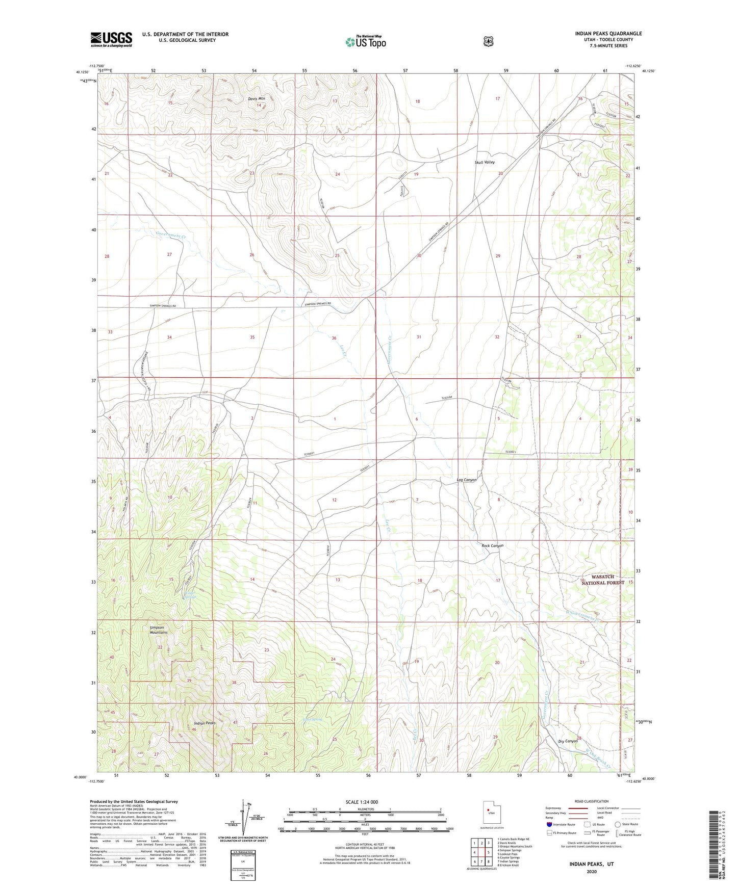 Indian Peaks Utah US Topo Map Image