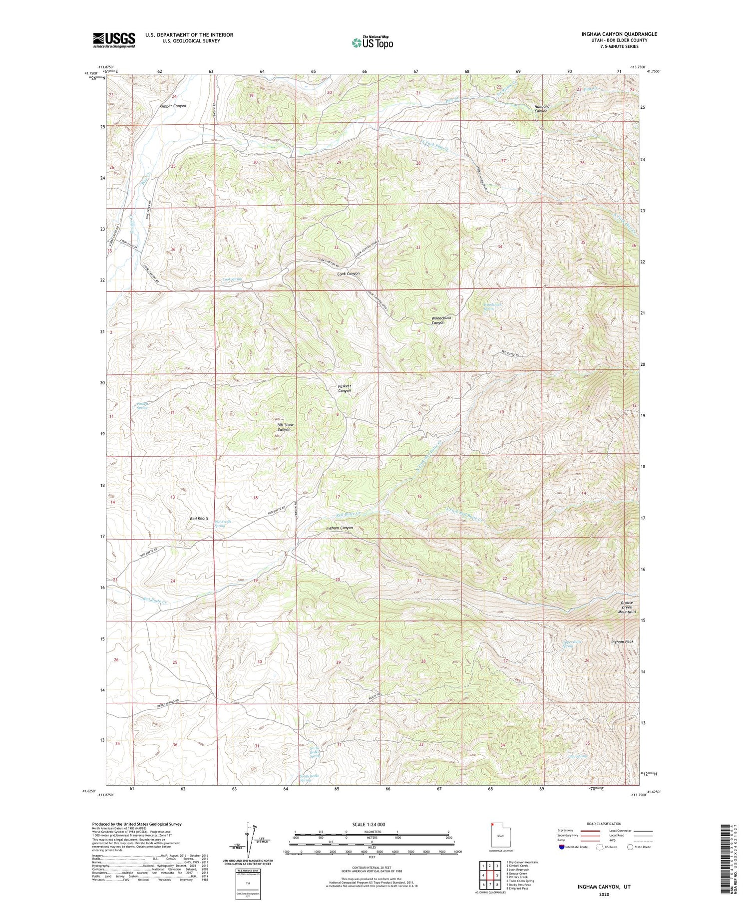 Ingham Canyon Utah US Topo Map Image