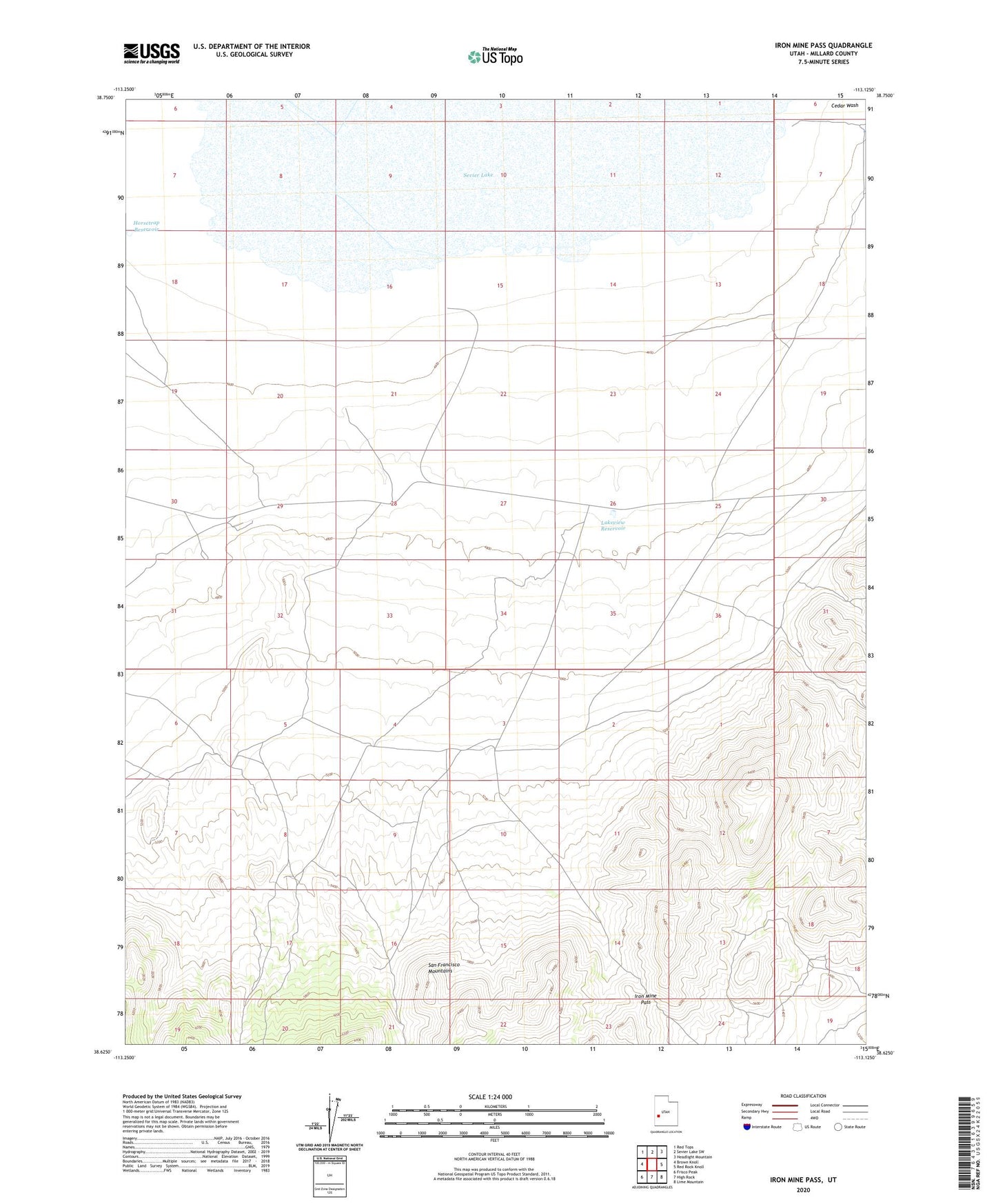 Iron Mine Pass Utah US Topo Map Image