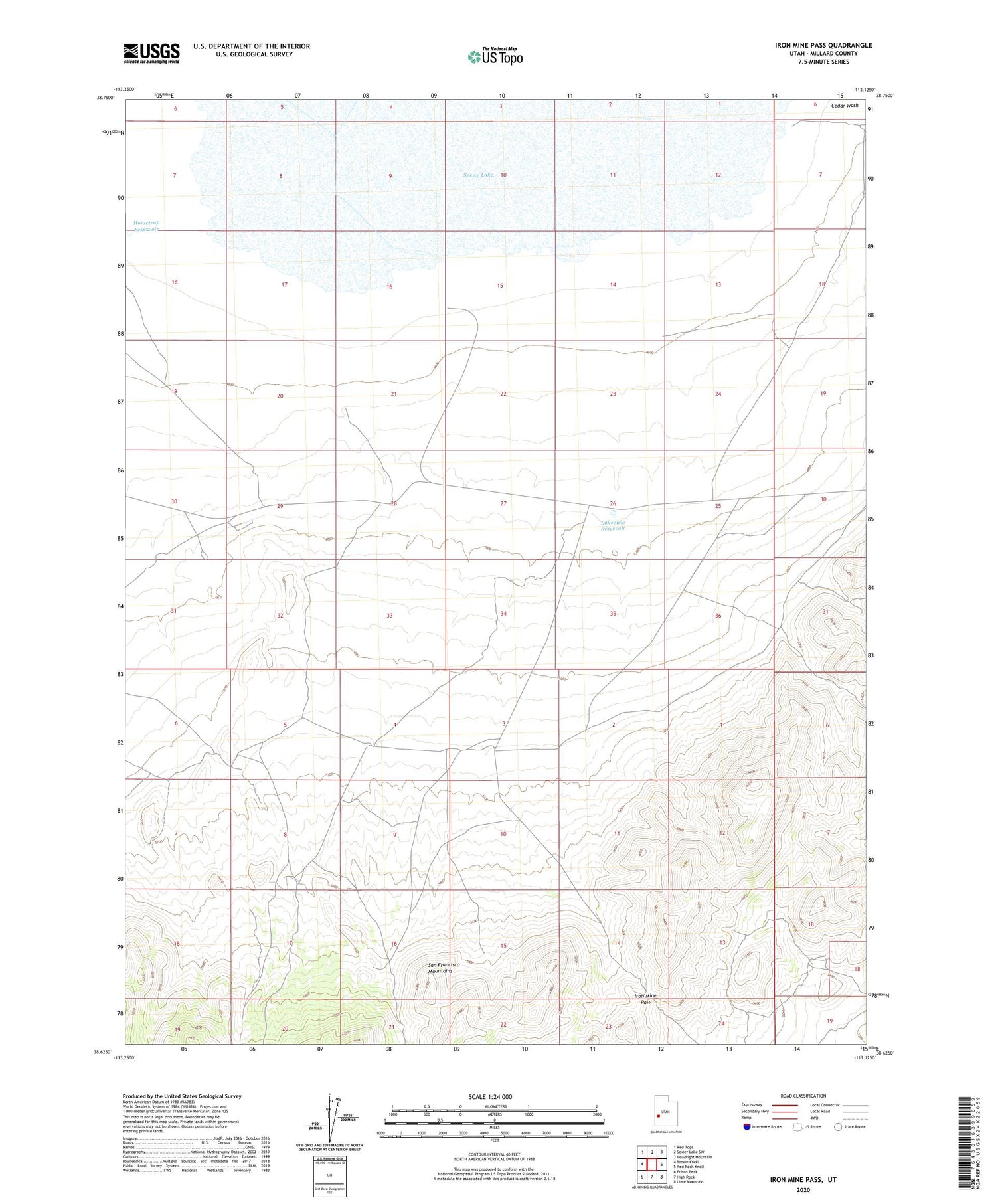 Iron Mine Pass Utah US Topo Map Image
