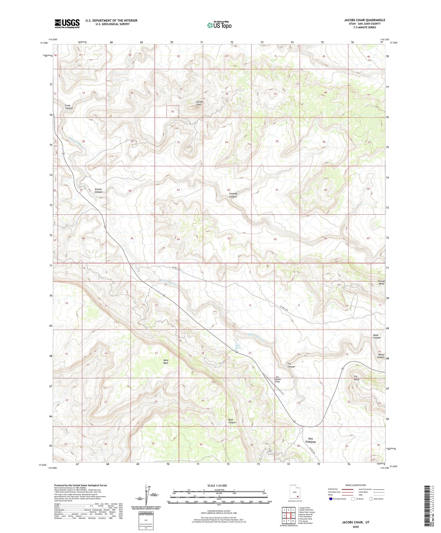 Jacobs Chair Utah US Topo Map Image