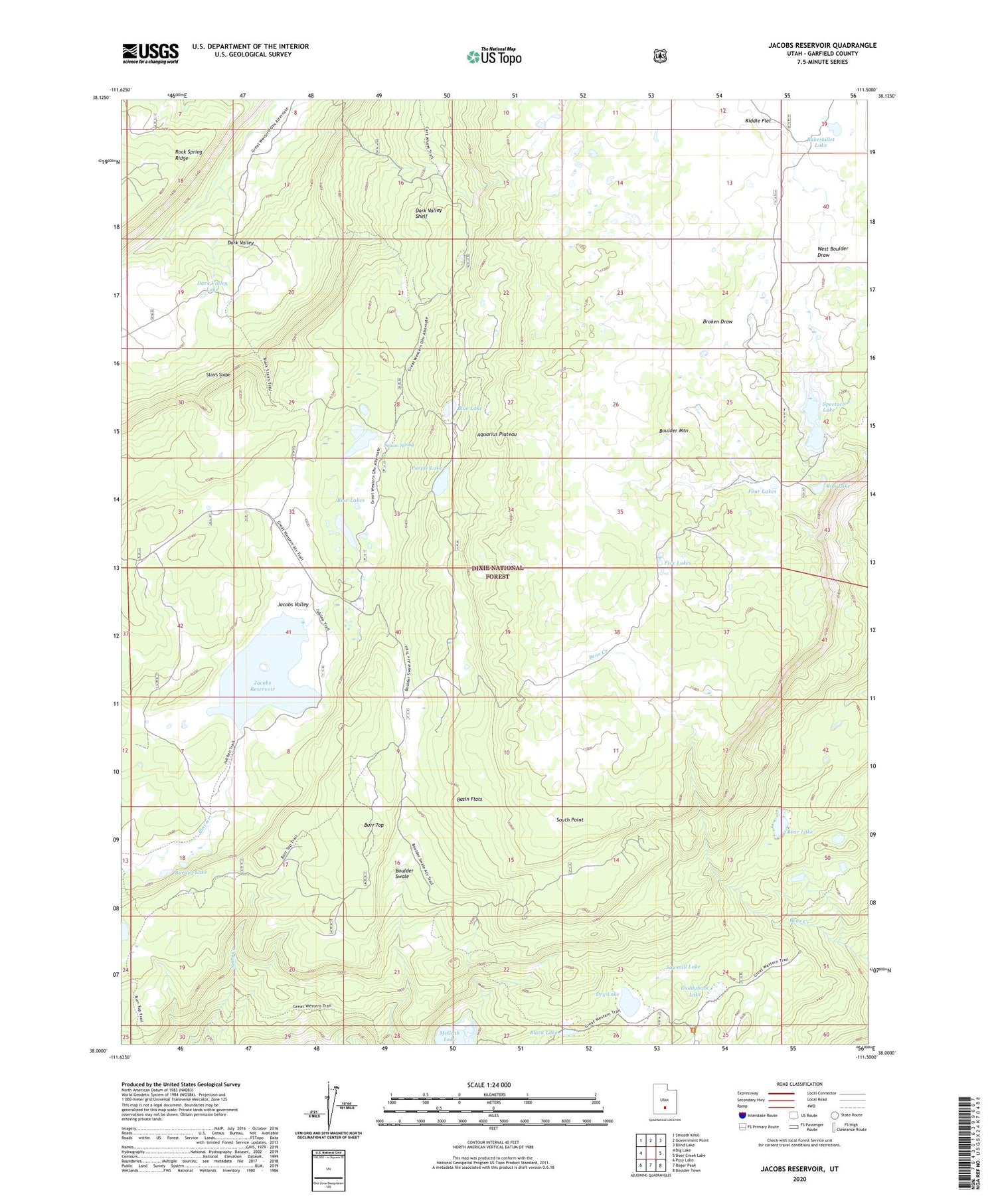 Jacobs Reservoir Utah US Topo Map Image