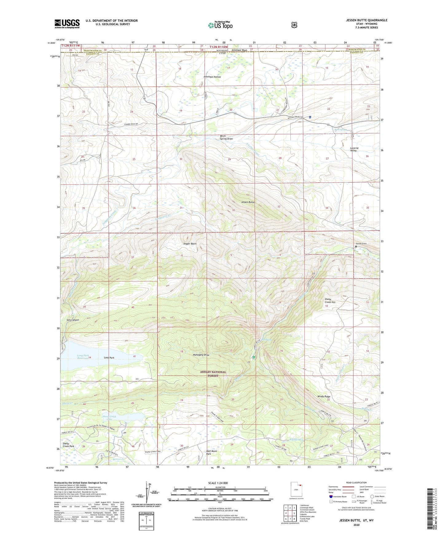 Jessen Butte Utah US Topo Map Image