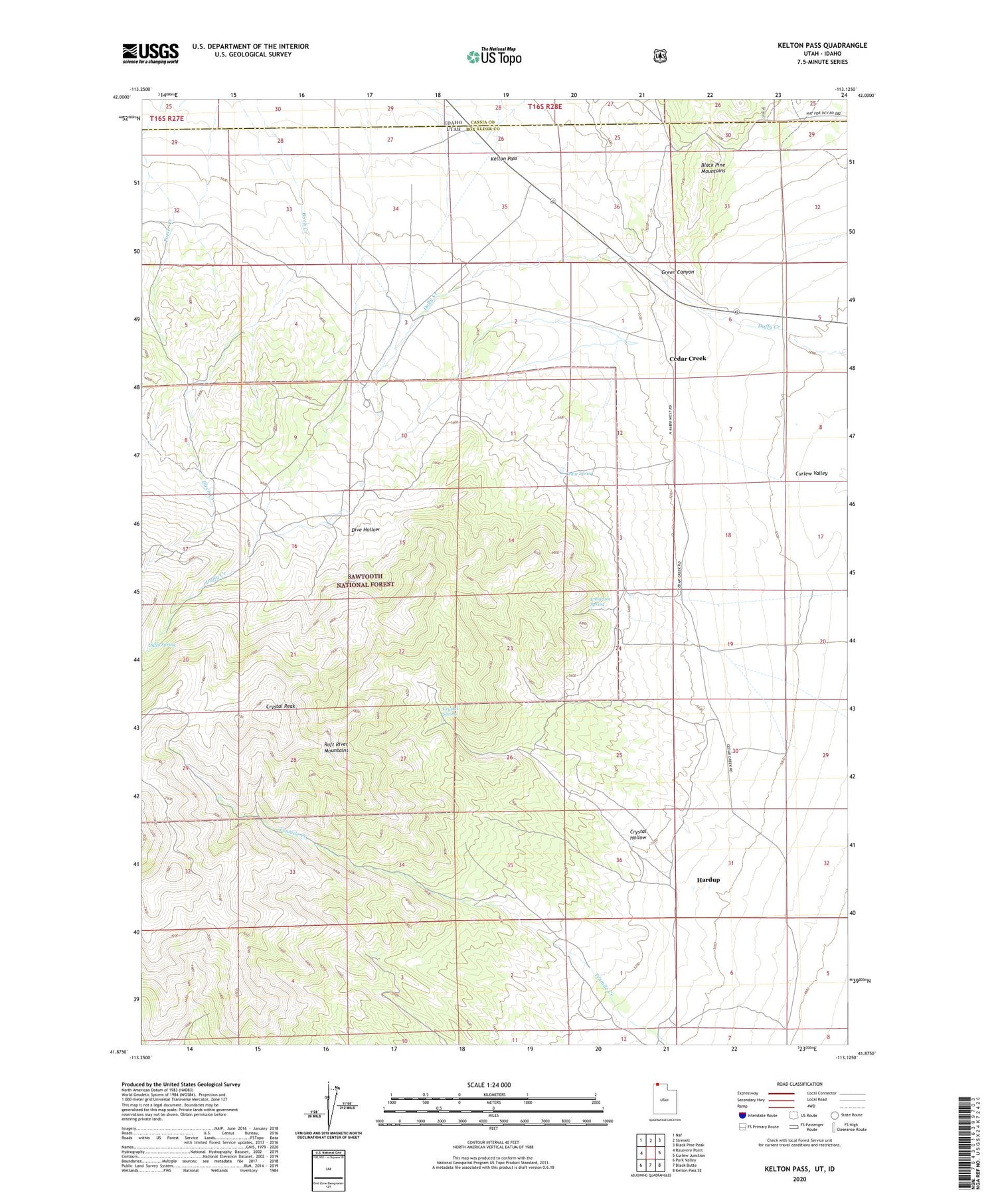 Kelton Pass Utah US Topo Map Image
