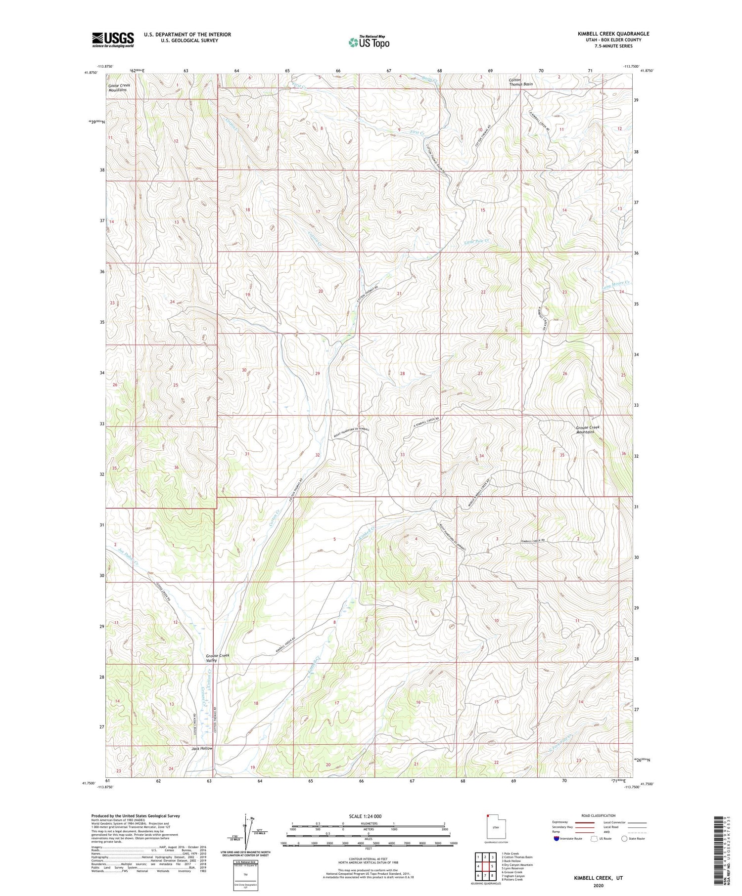 Kimbell Creek Utah US Topo Map Image
