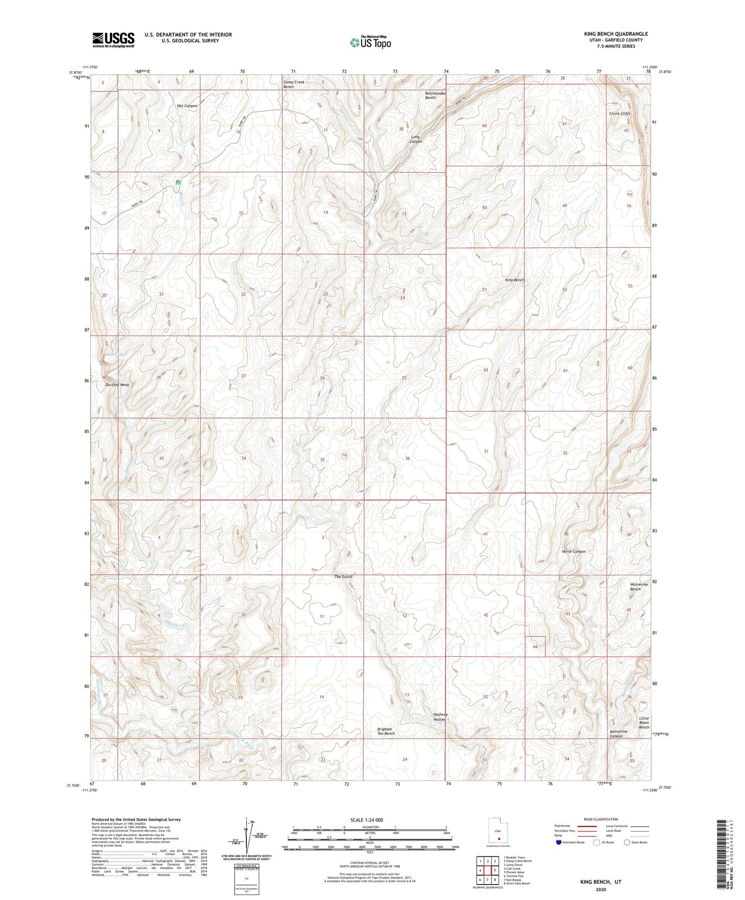 King Bench Utah US Topo Map Image