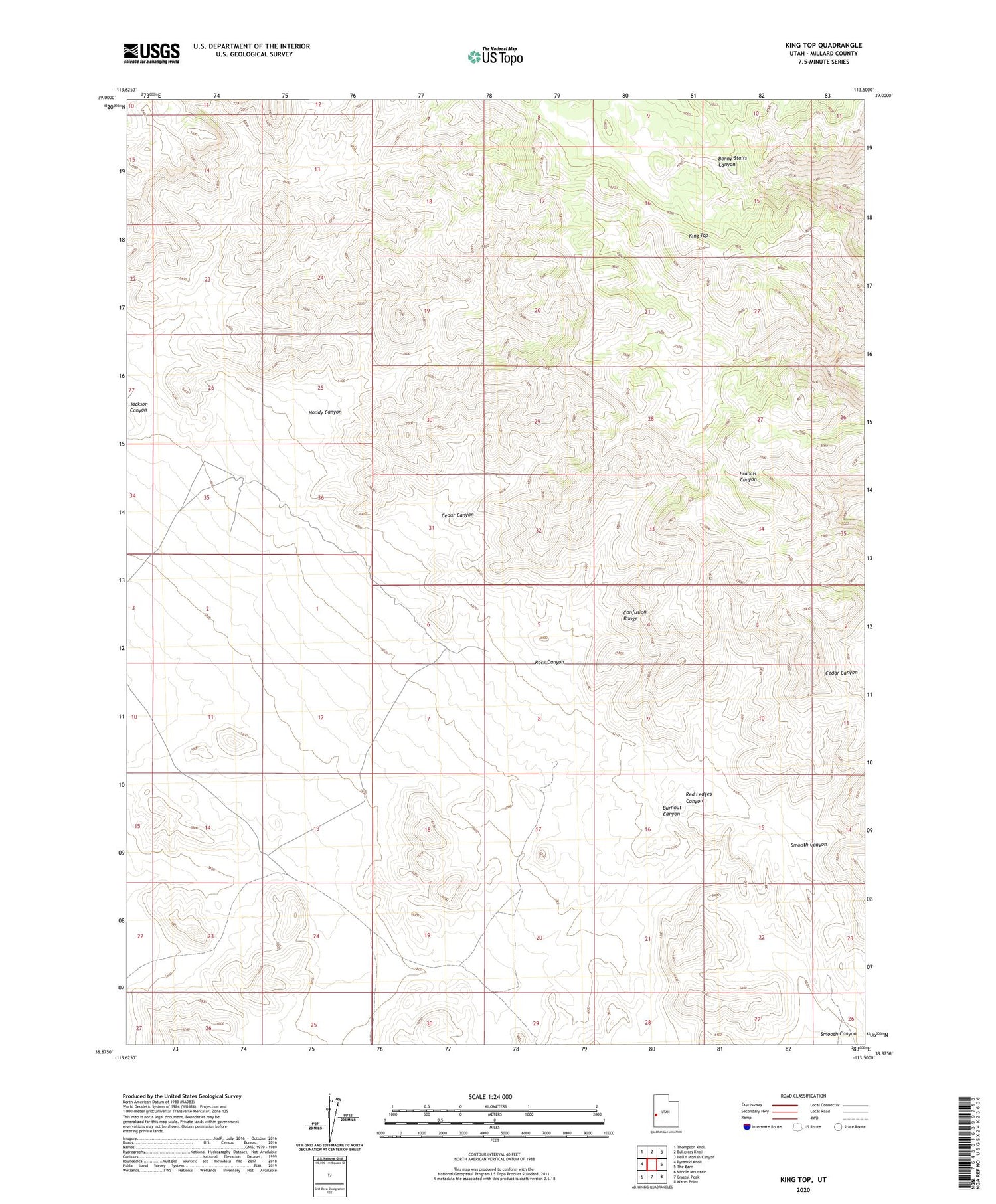 King Top Utah US Topo Map Image