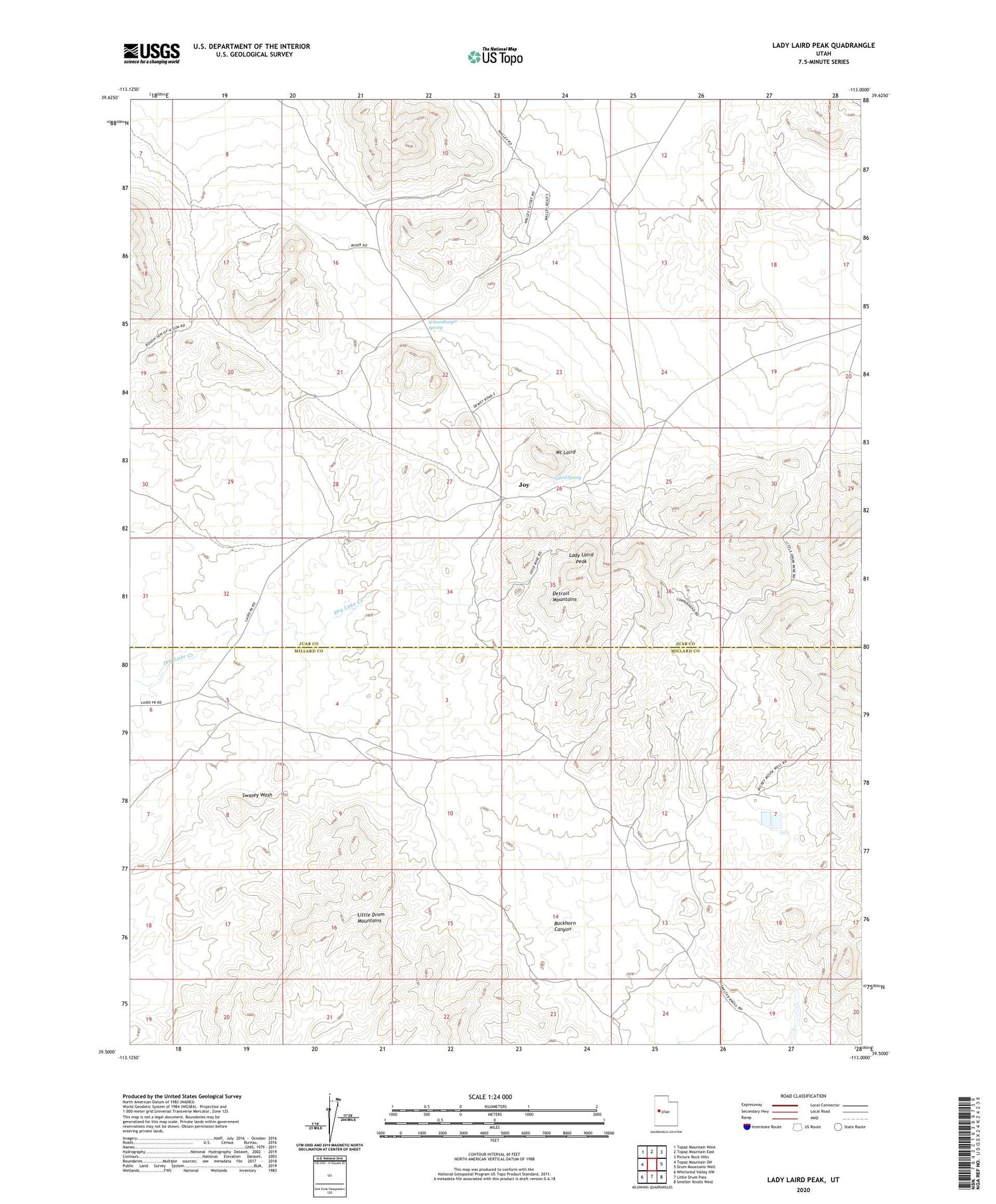 Lady Laird Peak Utah US Topo Map Image