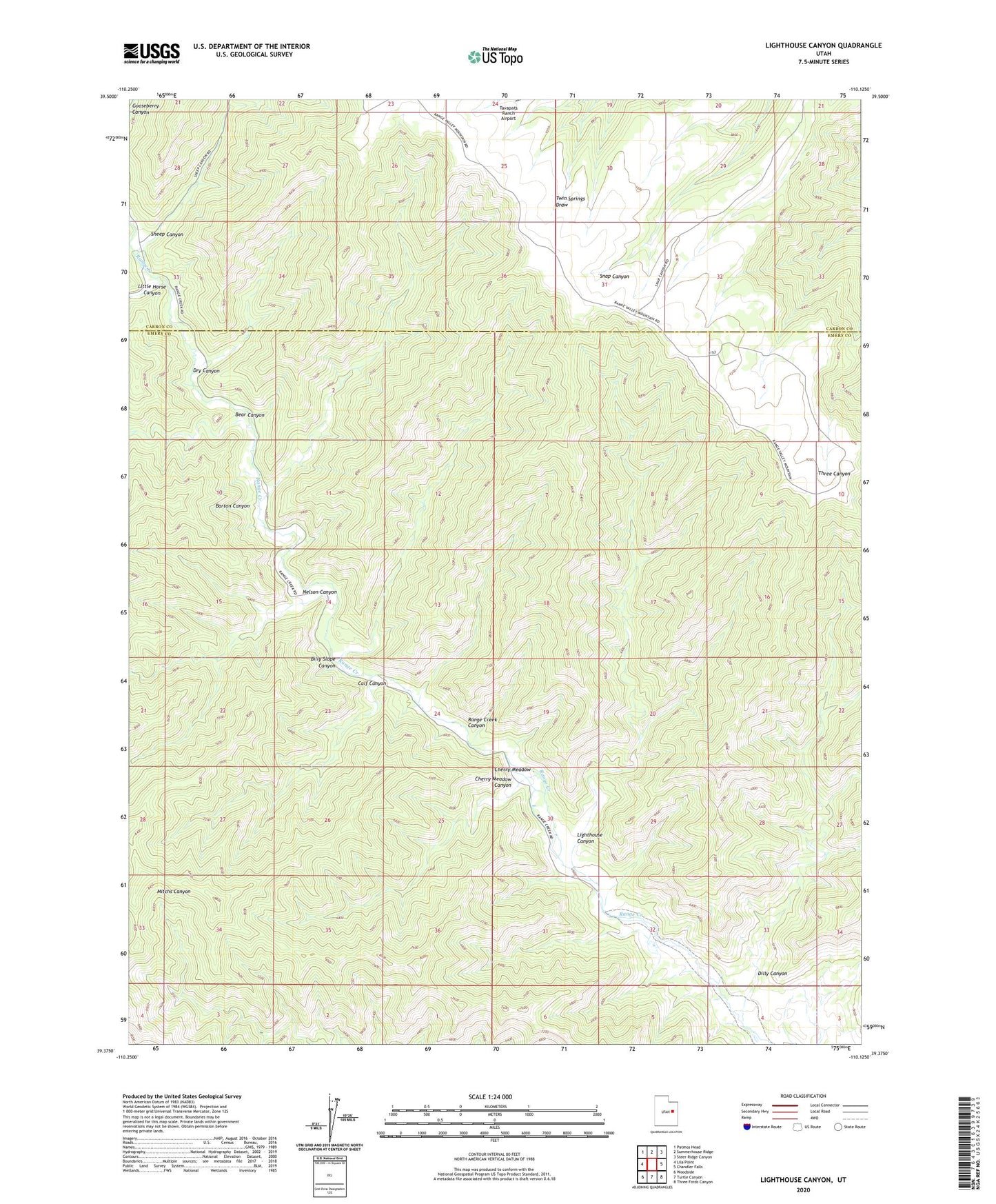 Lighthouse Canyon Utah US Topo Map Image