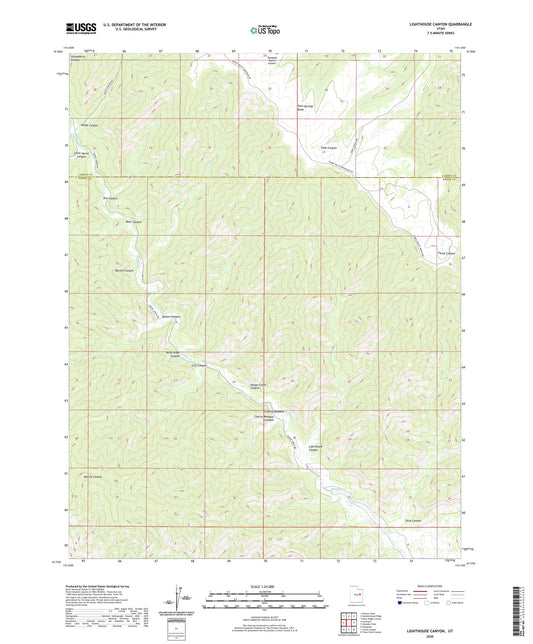 Lighthouse Canyon Utah US Topo Map Image