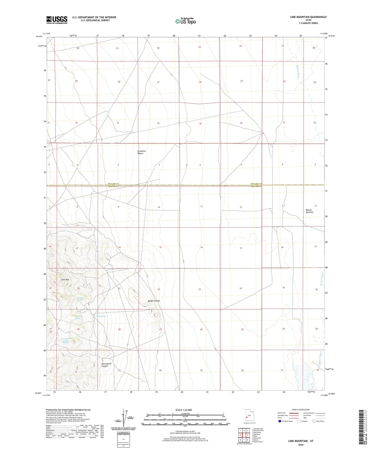 Lime Mountain Utah US Topo Map Image