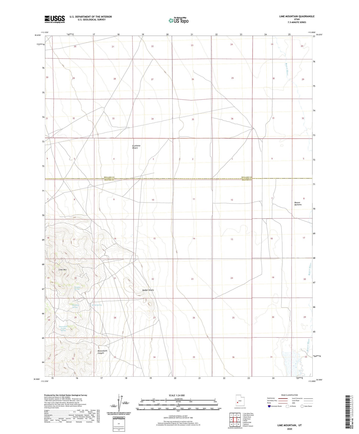Lime Mountain Utah US Topo Map Image