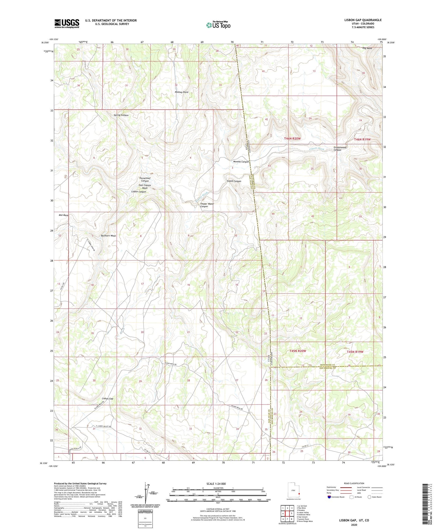 Lisbon Gap Utah US Topo Map Image