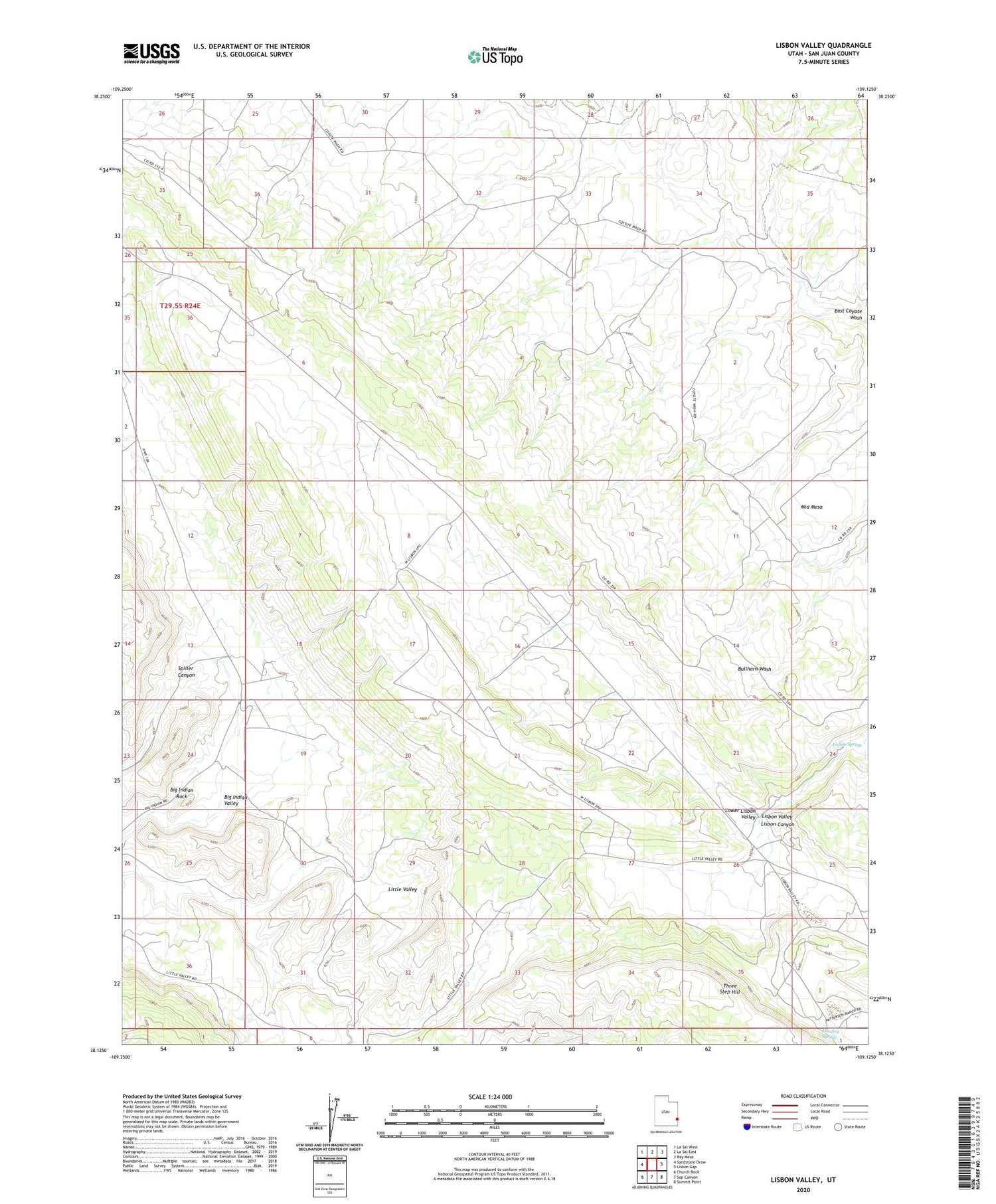 Lisbon Valley Utah US Topo Map Image