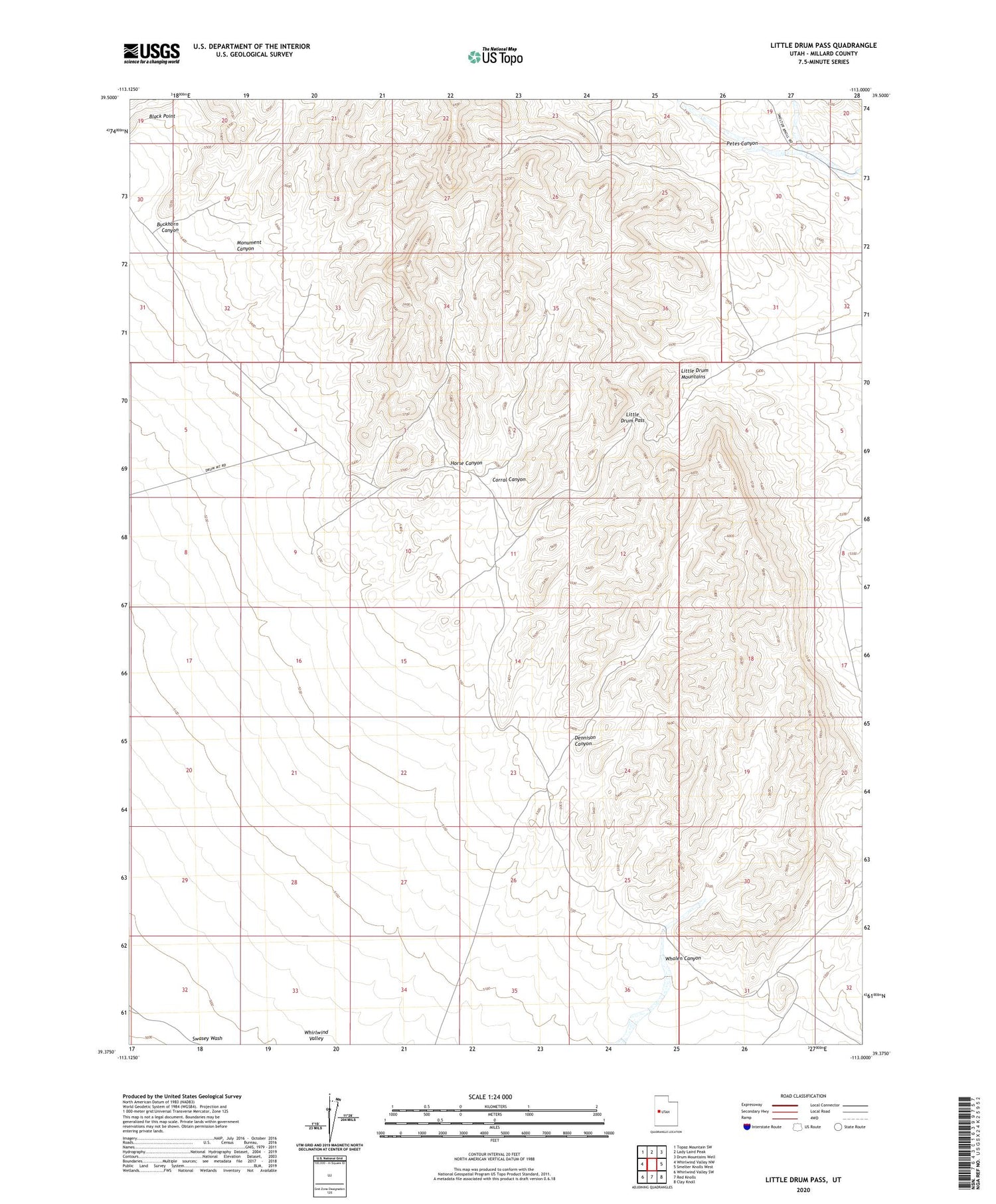 Little Drum Pass Utah US Topo Map Image