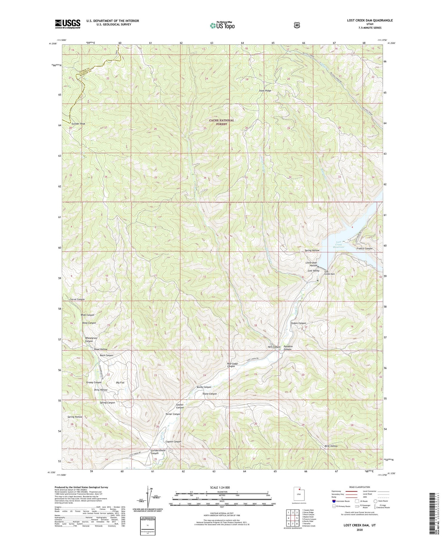 Lost Creek Dam Utah US Topo Map Image
