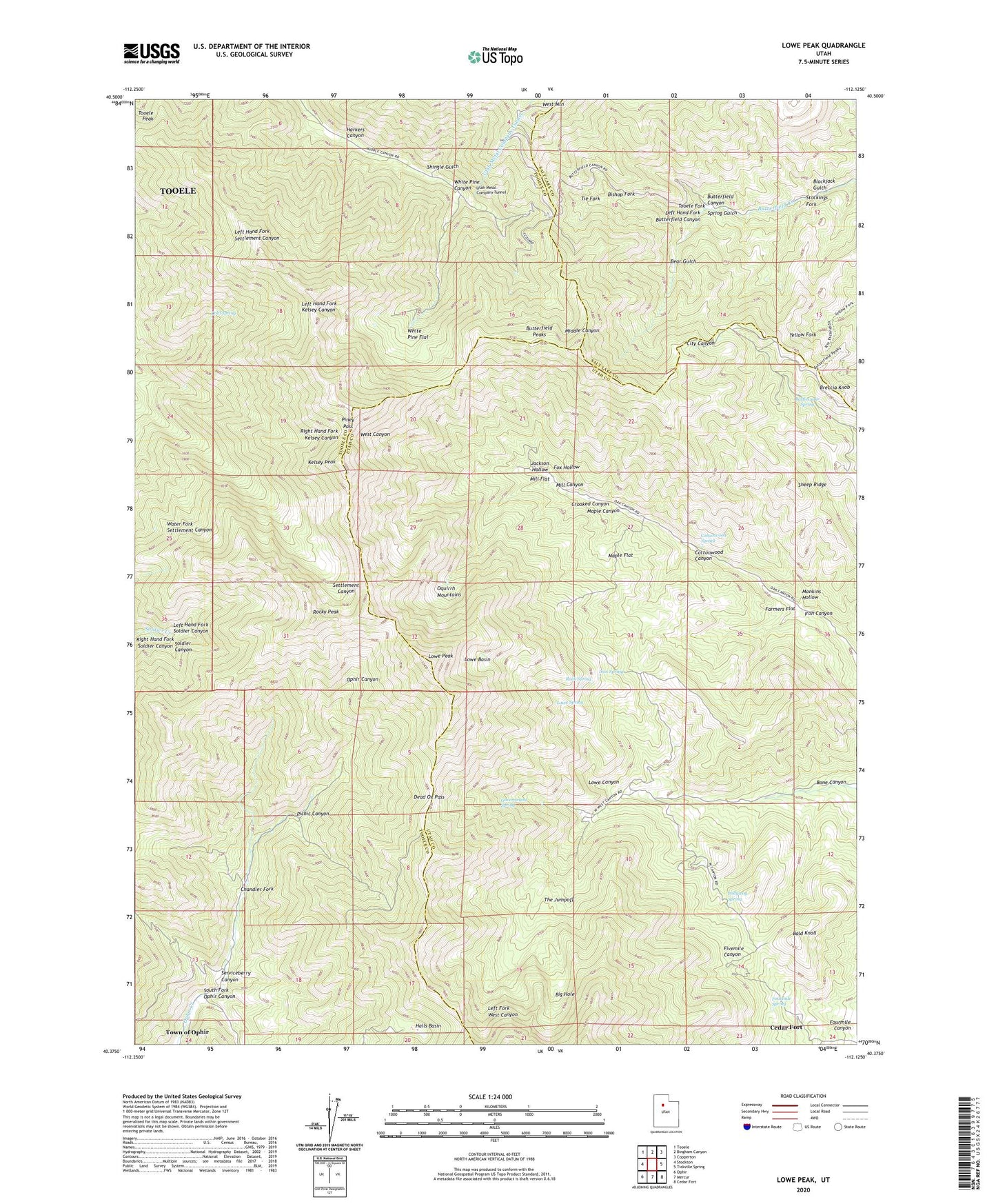 Lowe Peak Utah US Topo Map Image