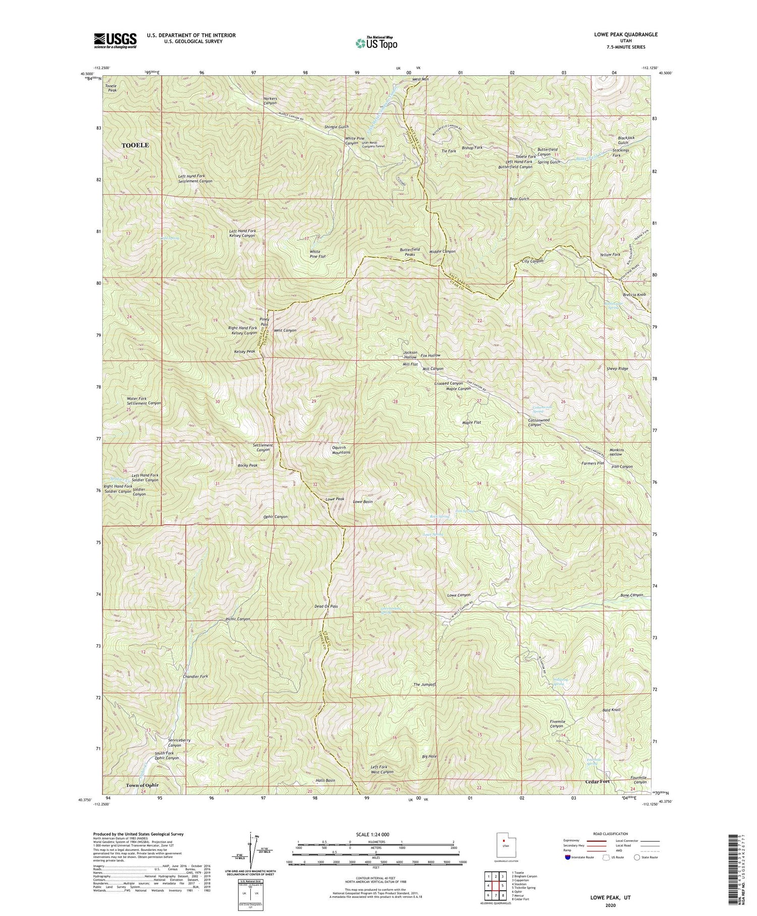 Lowe Peak Utah US Topo Map Image