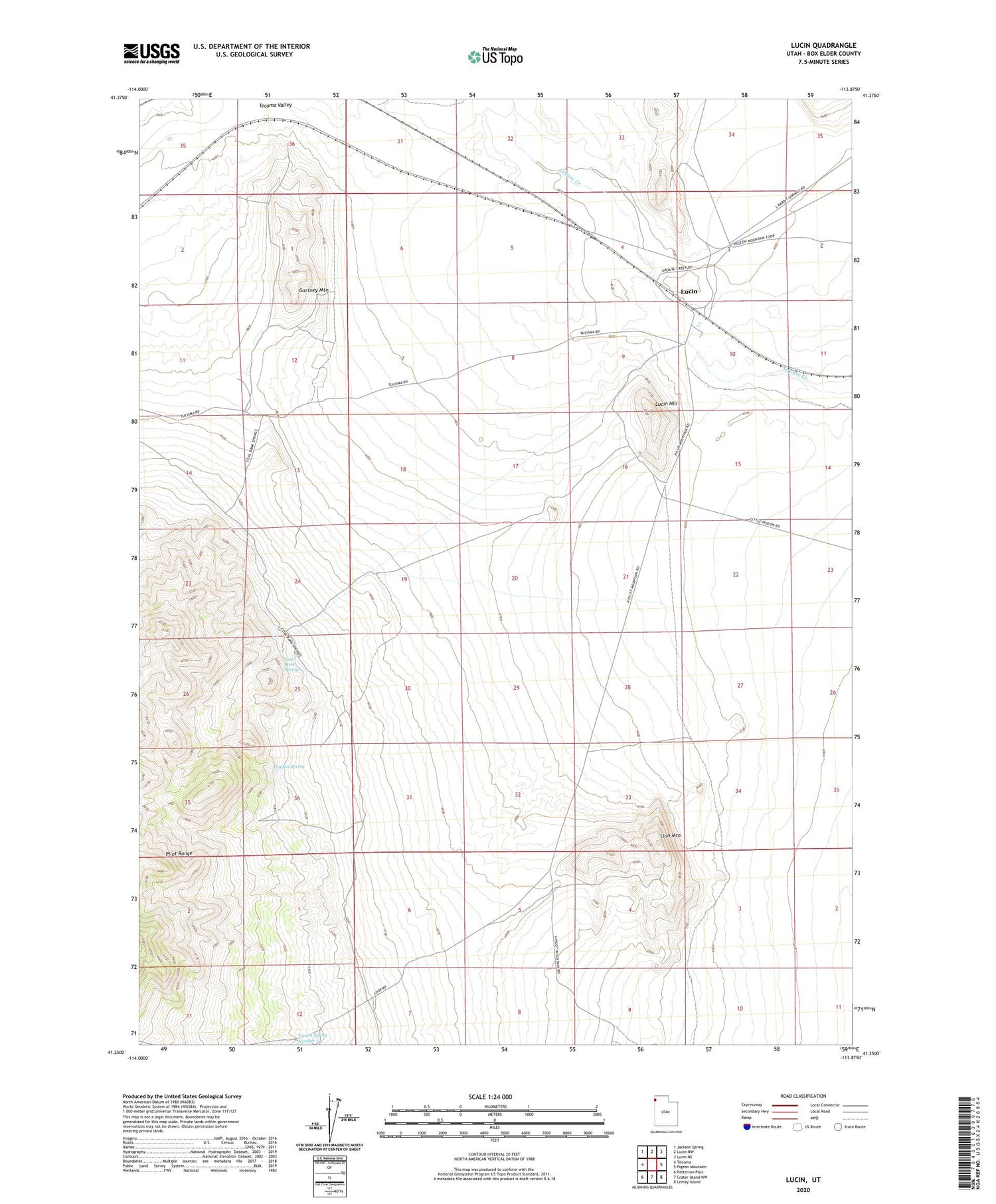 Lucin Utah US Topo Map Image