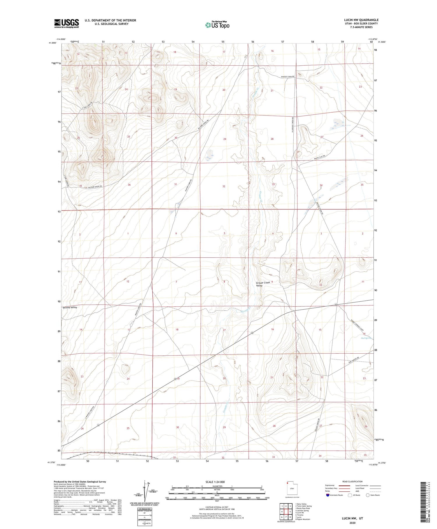 Lucin NW Utah US Topo Map Image