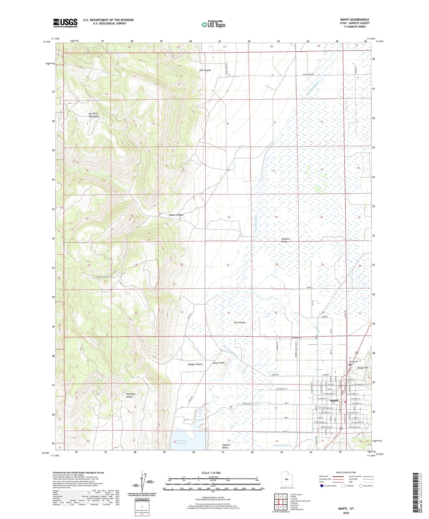 Manti Utah US Topo Map Image